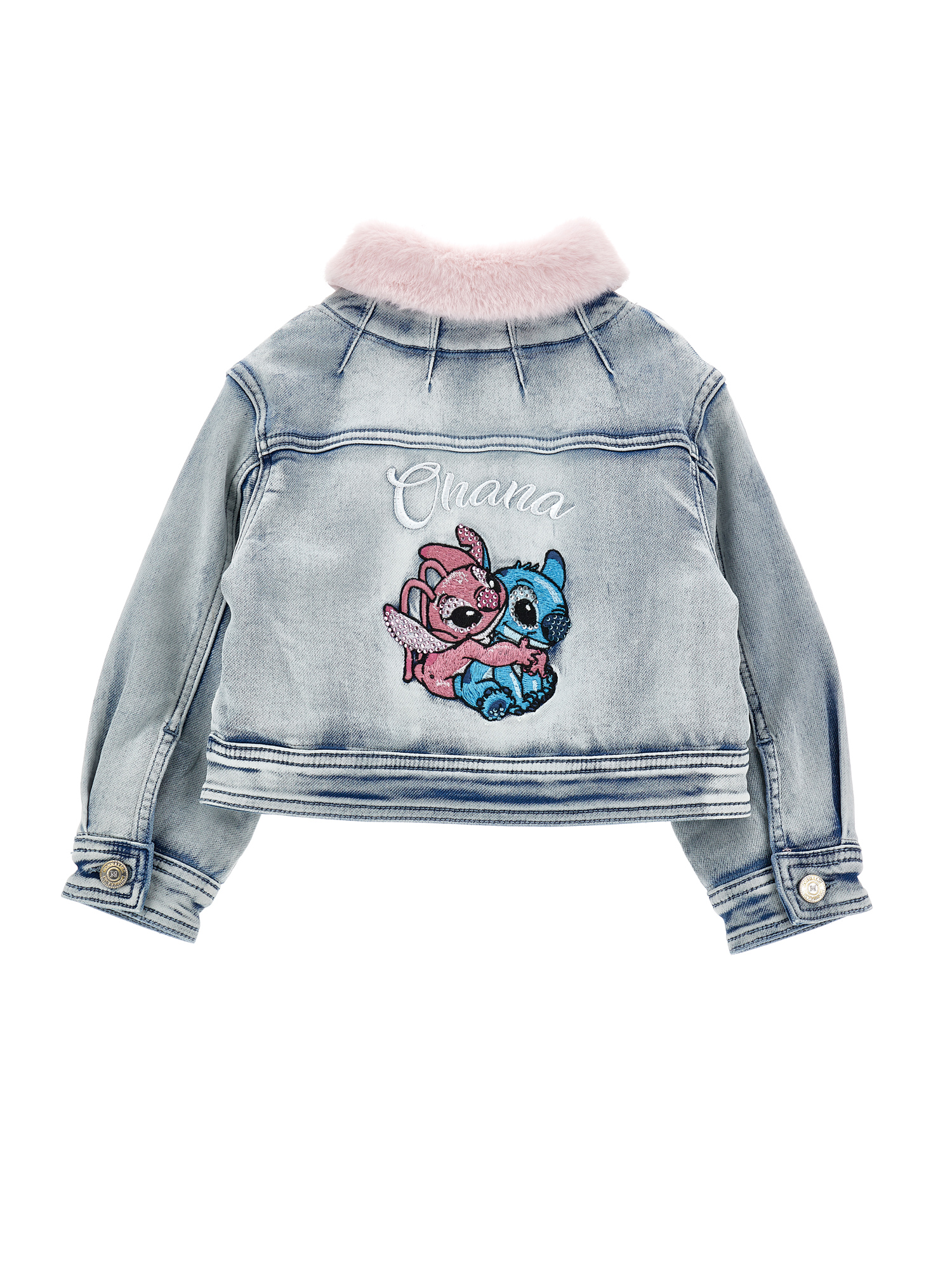 Monnalisa Stitch Rhinestone And Fur Jacket