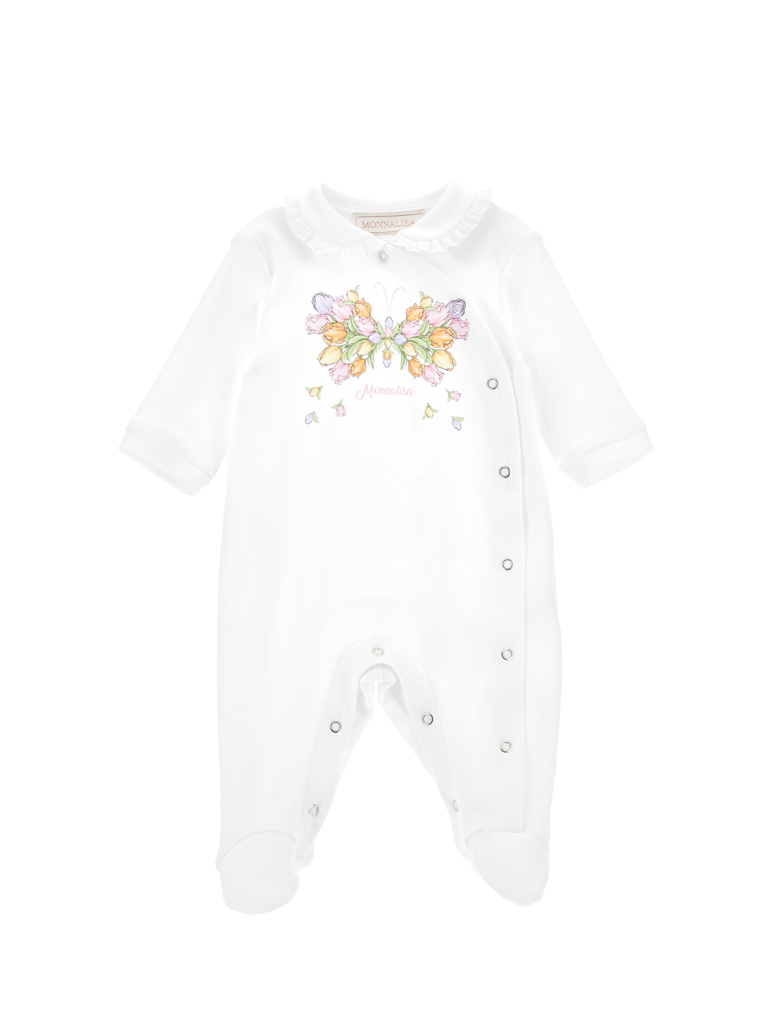 Monnalisa Baby Girl Cotton Butterfly Playsuit In White