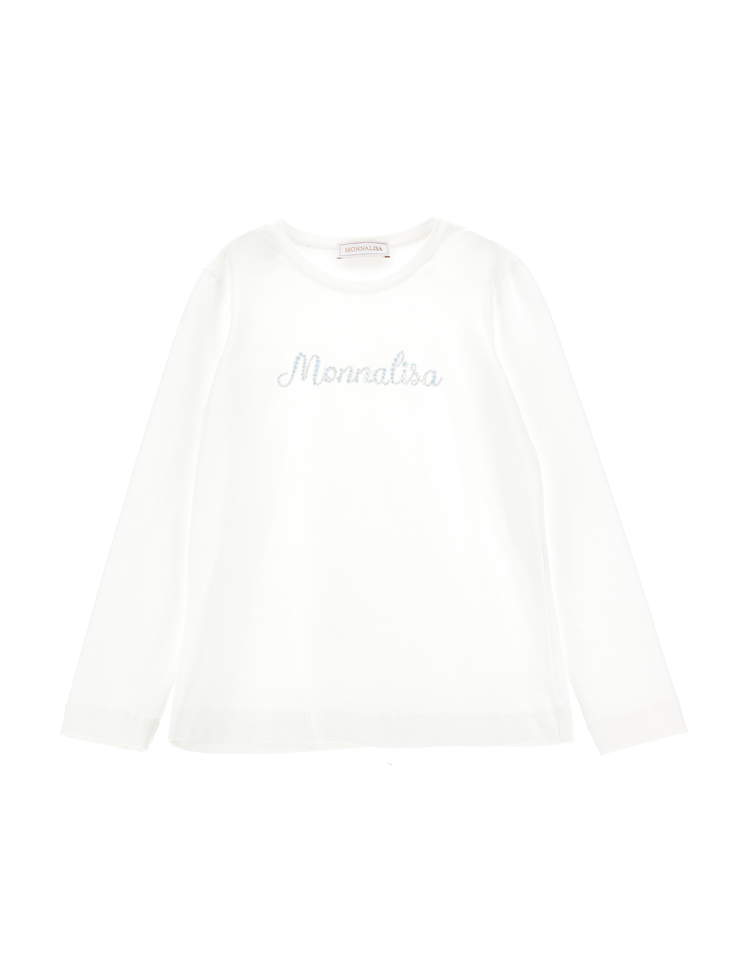 Monnalisa Cotton T-shirt With Logo In Cream
