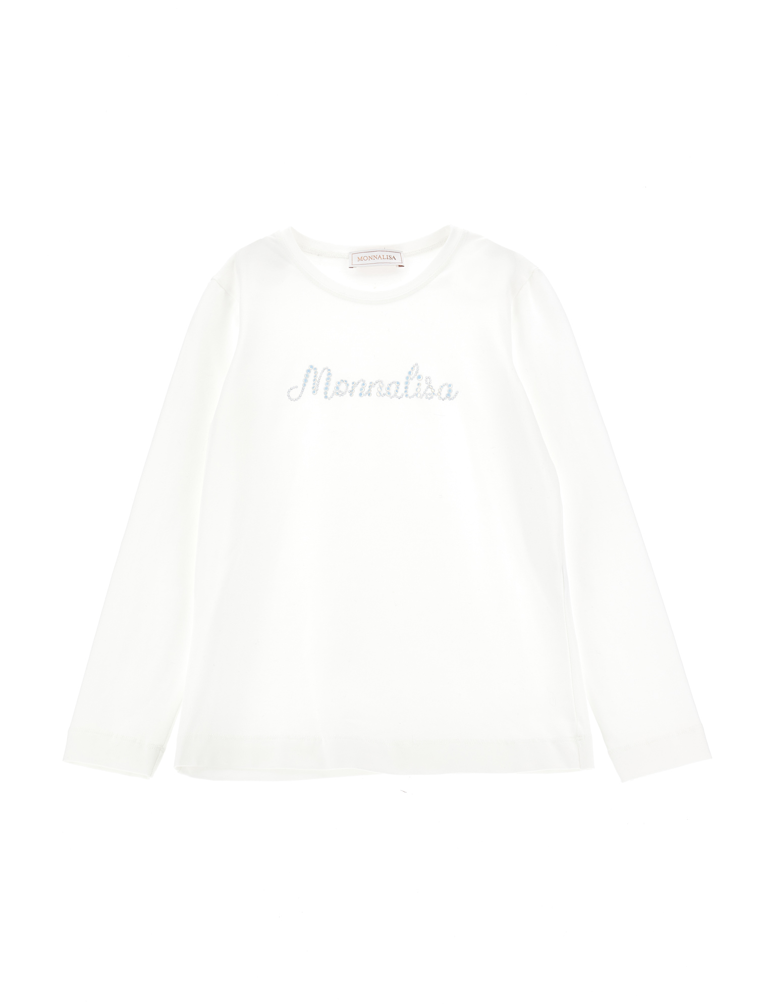 Monnalisa Kids'   Cotton T-shirt With Logo In Cream
