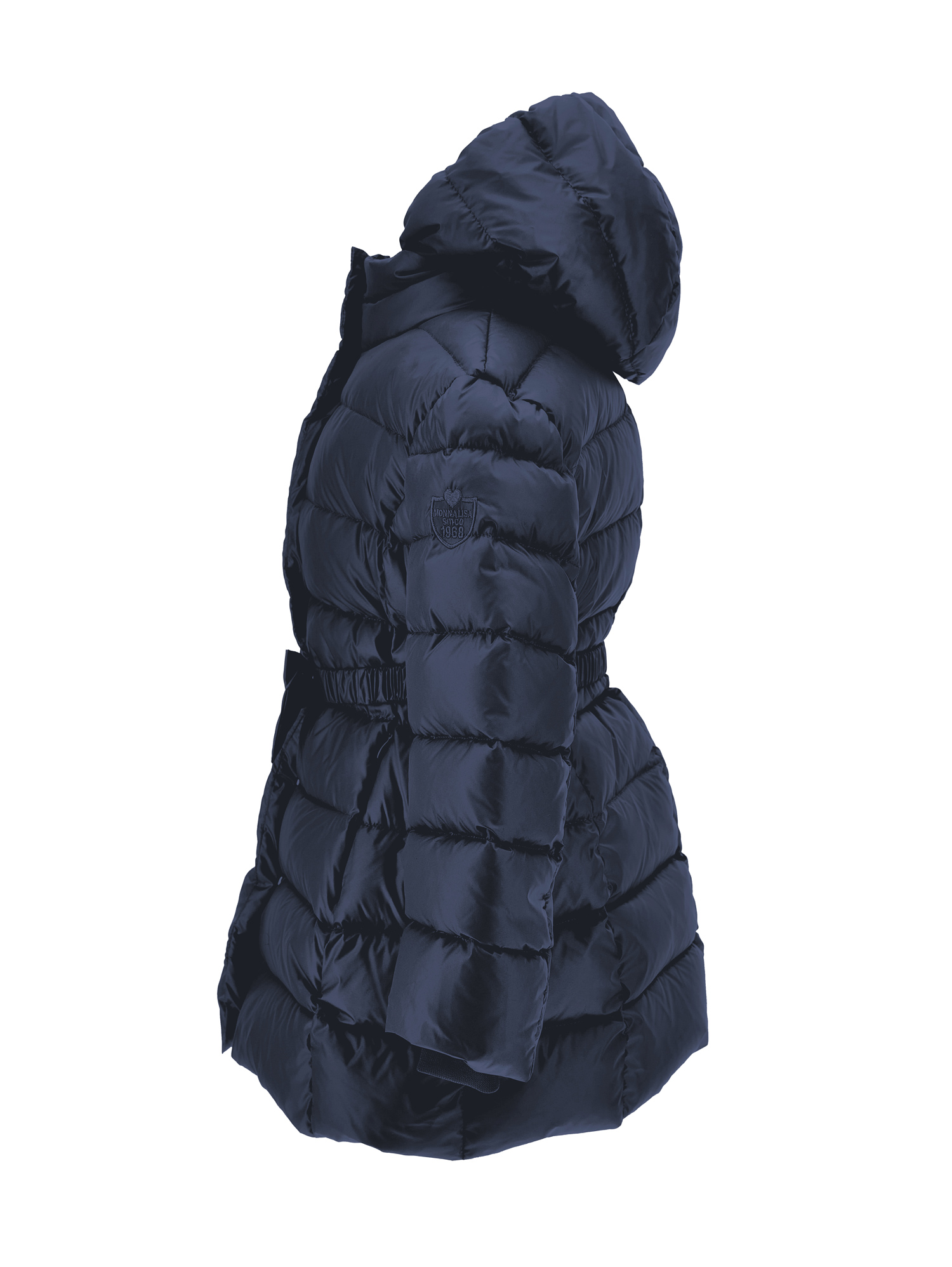 Monnalisa Genuine Down Polyester Coat In Navy Blue