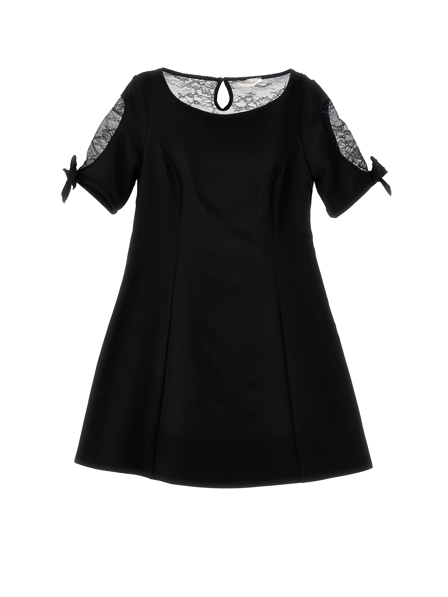 Monnalisa Crepe And Lace Dress In Black