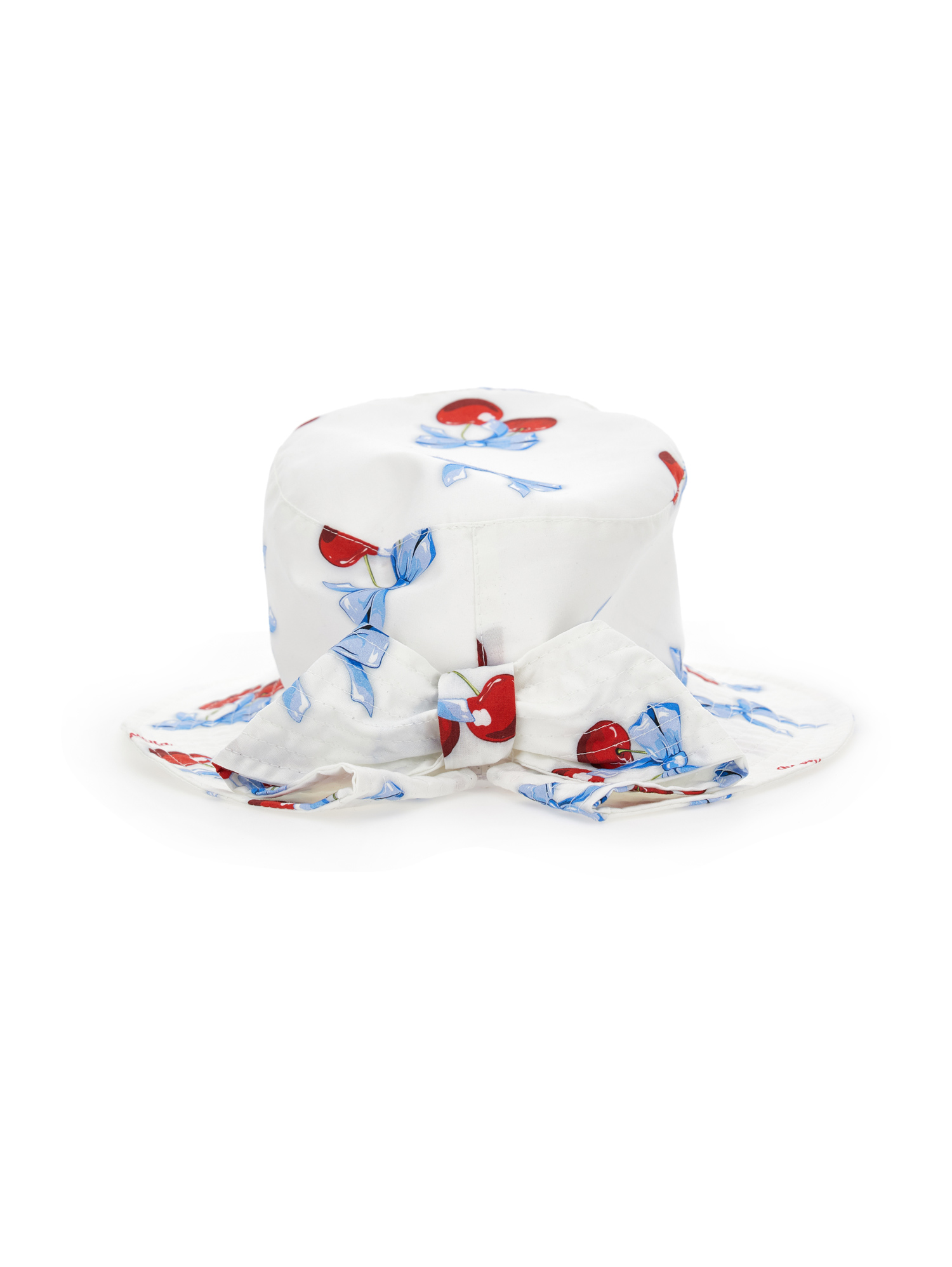 Shop Monnalisa Cherry Print Poplin Hat In White