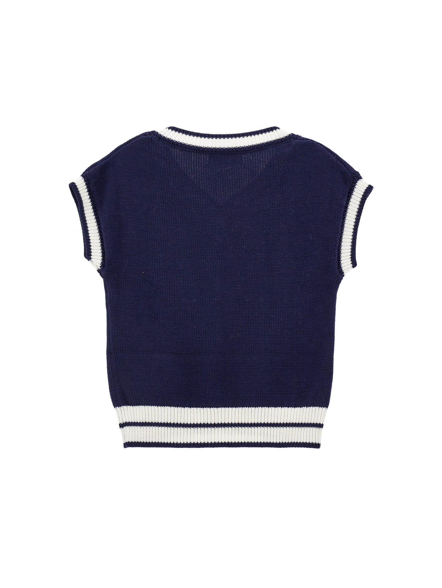 Monnalisa Two-tone Knitted Waistcoat In Dark Blue