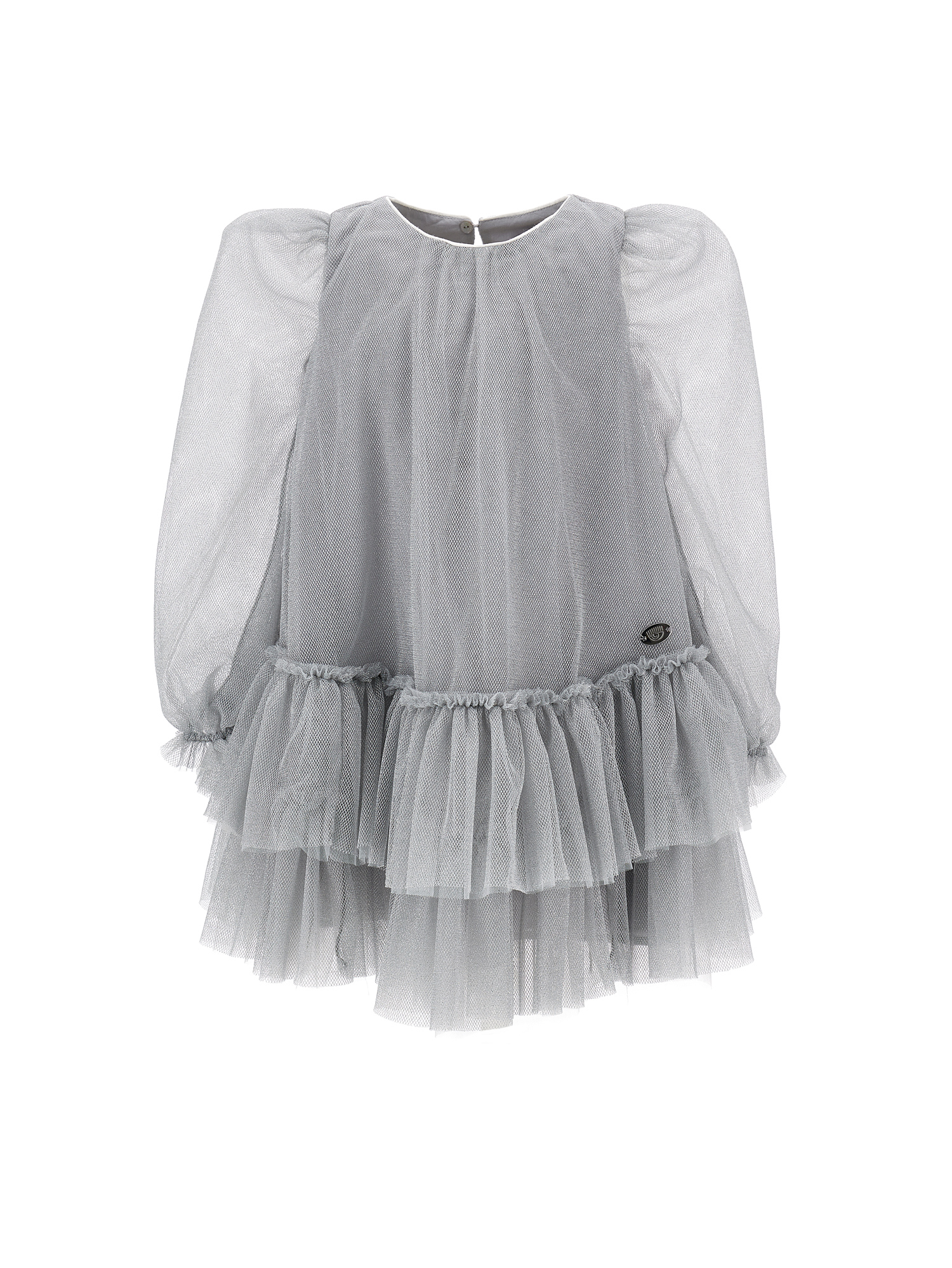 Chiara Ferragni Kids'   Long-sleeved Dresses In Cream + Silver