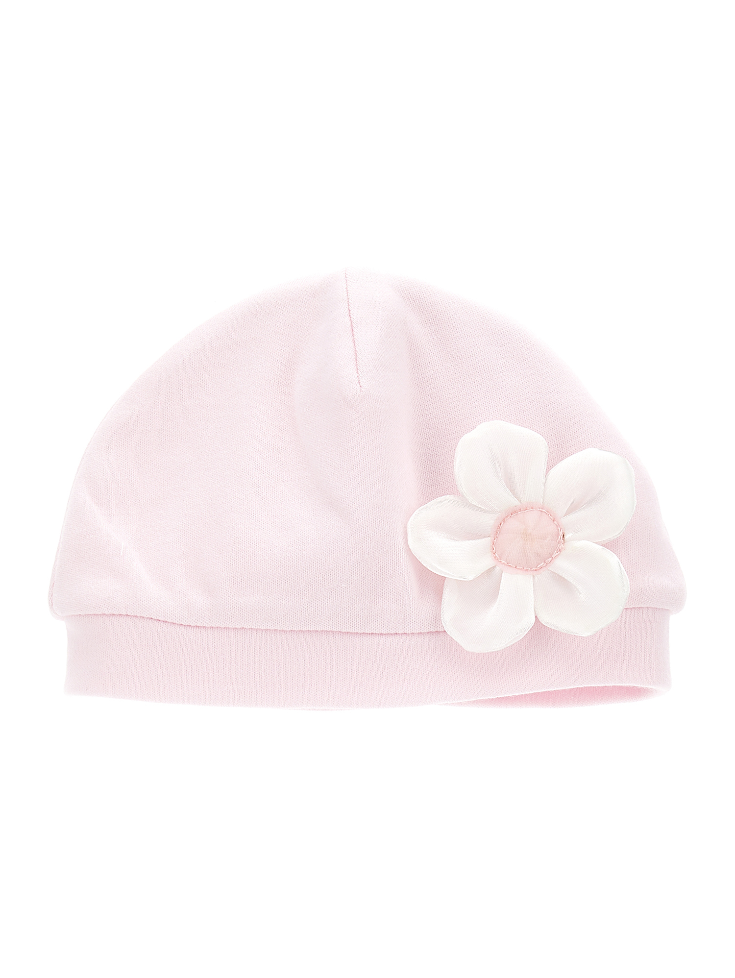 Monnalisa Jersey Hat With Flower In Dusty Pink Rose