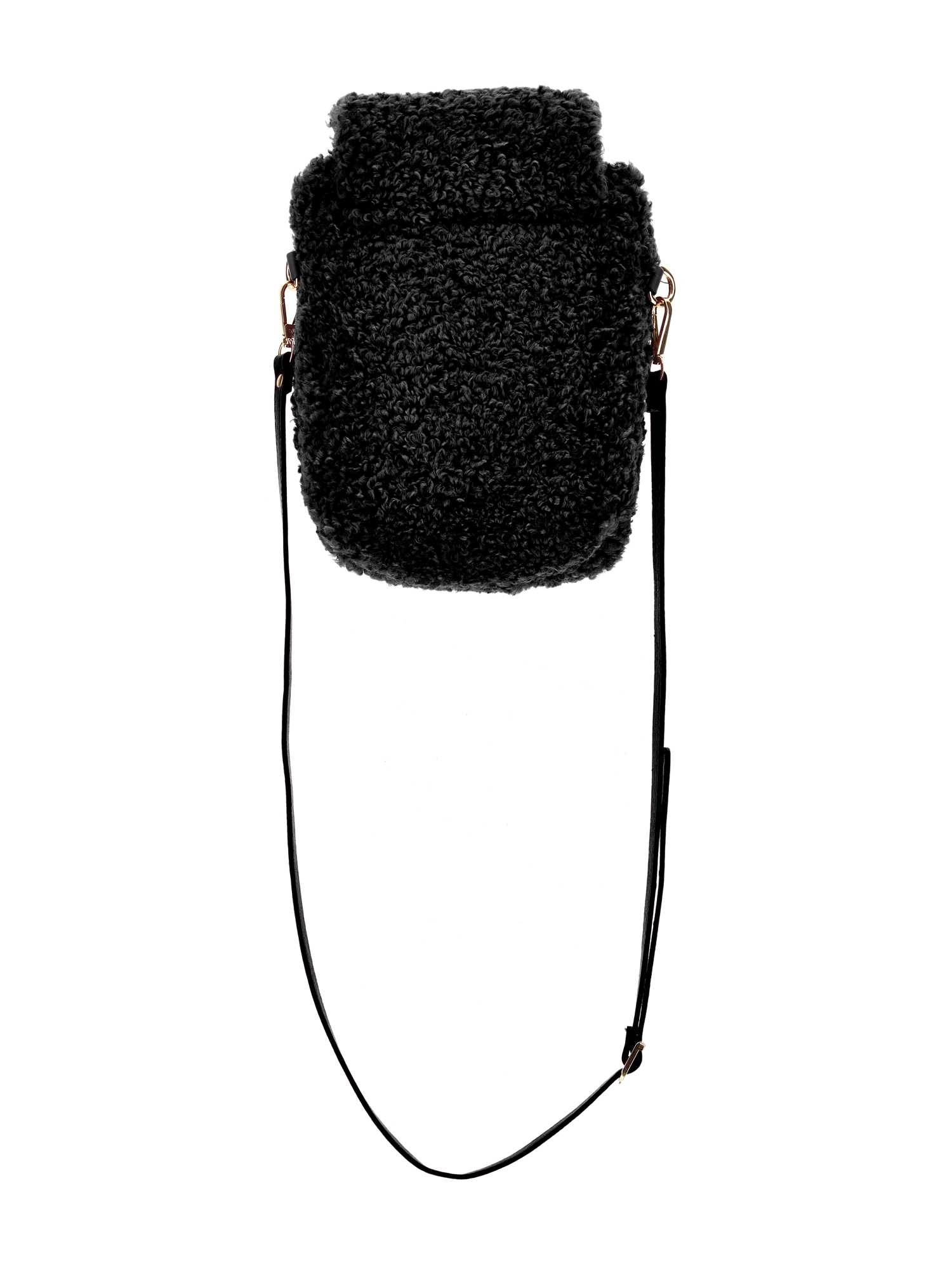 Monnalisa Plush Shoulder Bag In Black