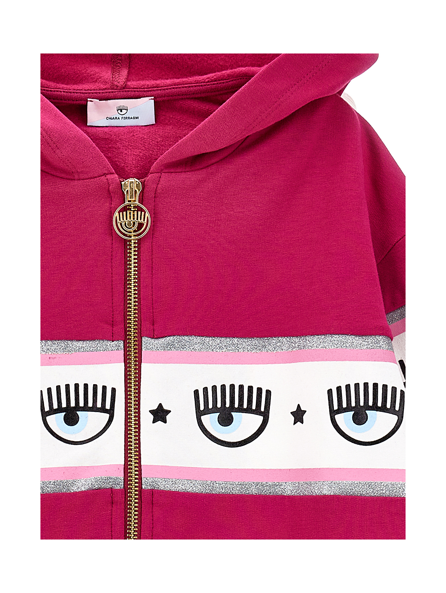 Chiara Ferragni Kids logo-trim zipped hoodie - Pink