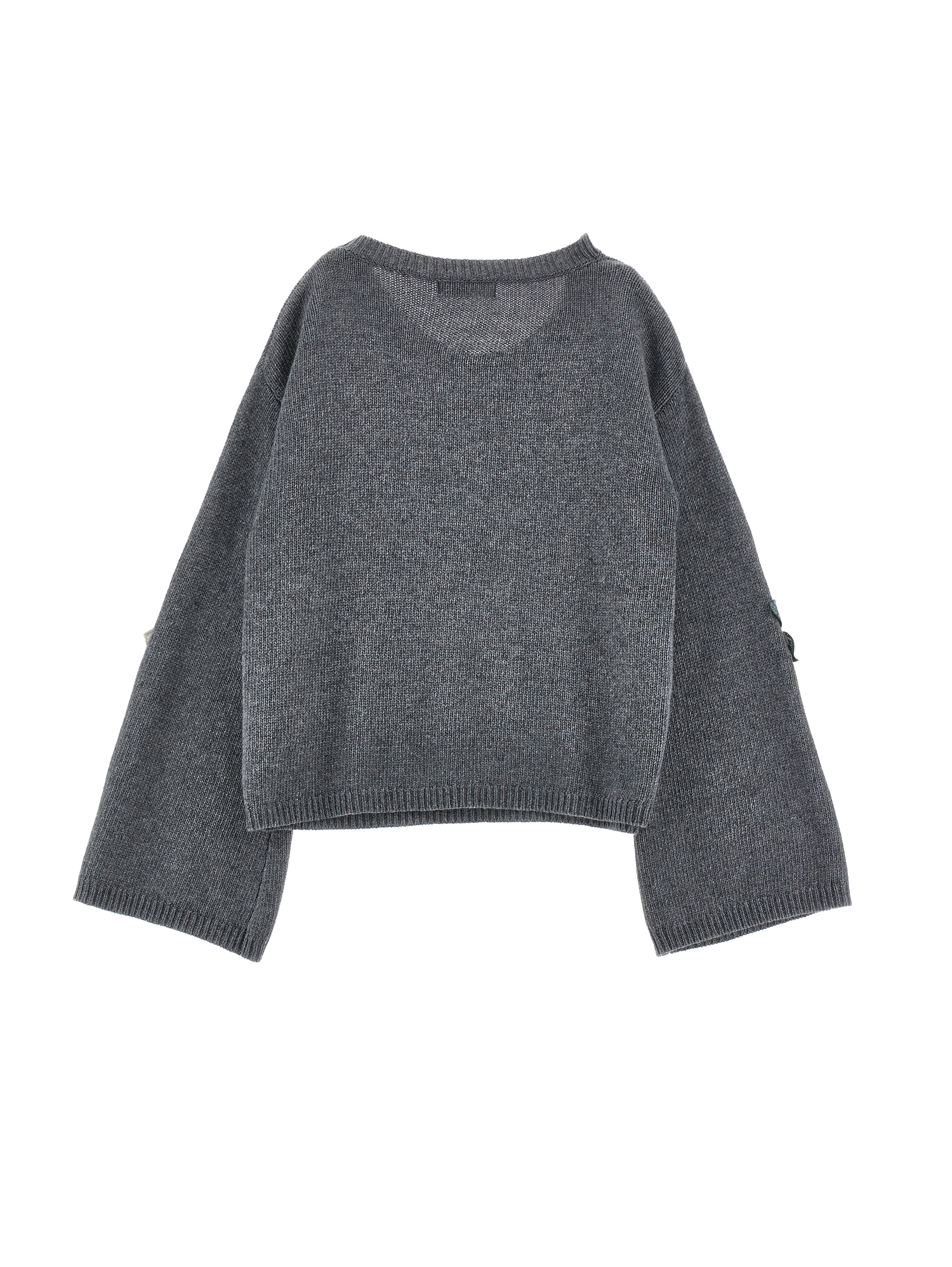 Monnalisa Sweater With Embroidered Sleeves In Grey