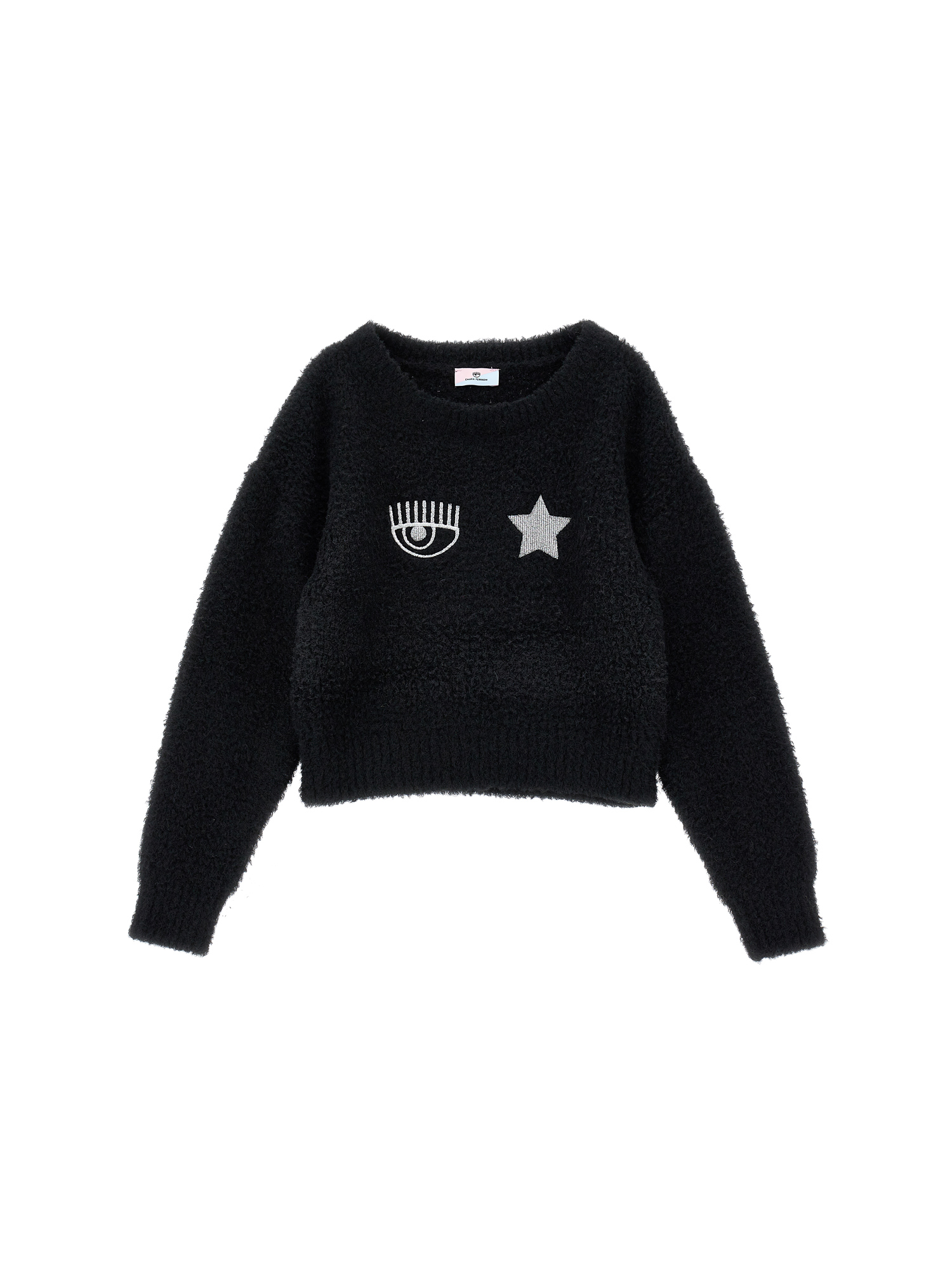 Chiara Ferragni Kids'   Cf Eyestar Plush Sweater In Black