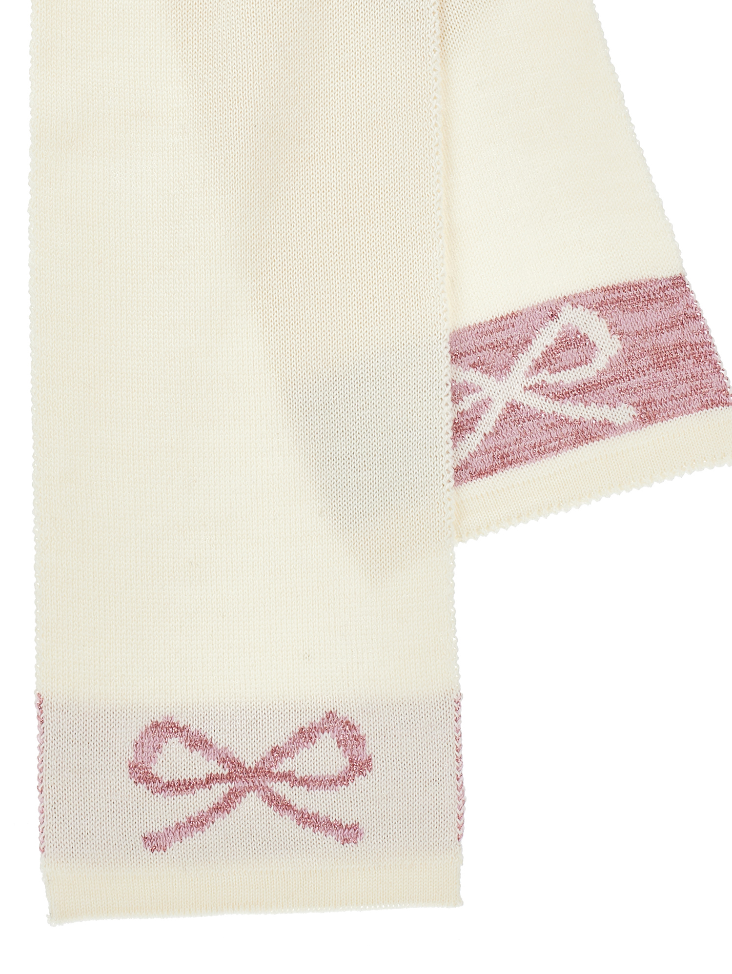 Monnalisa Wool Blend And Lurex Set In Cream + Pink