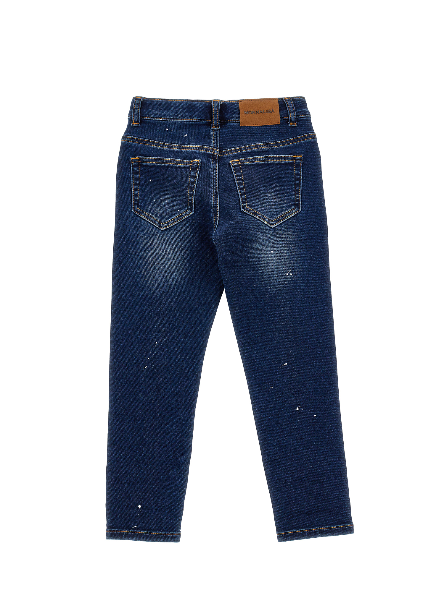 Monnalisa Vintage-effect Denim Jeans In Blu Stone Denim