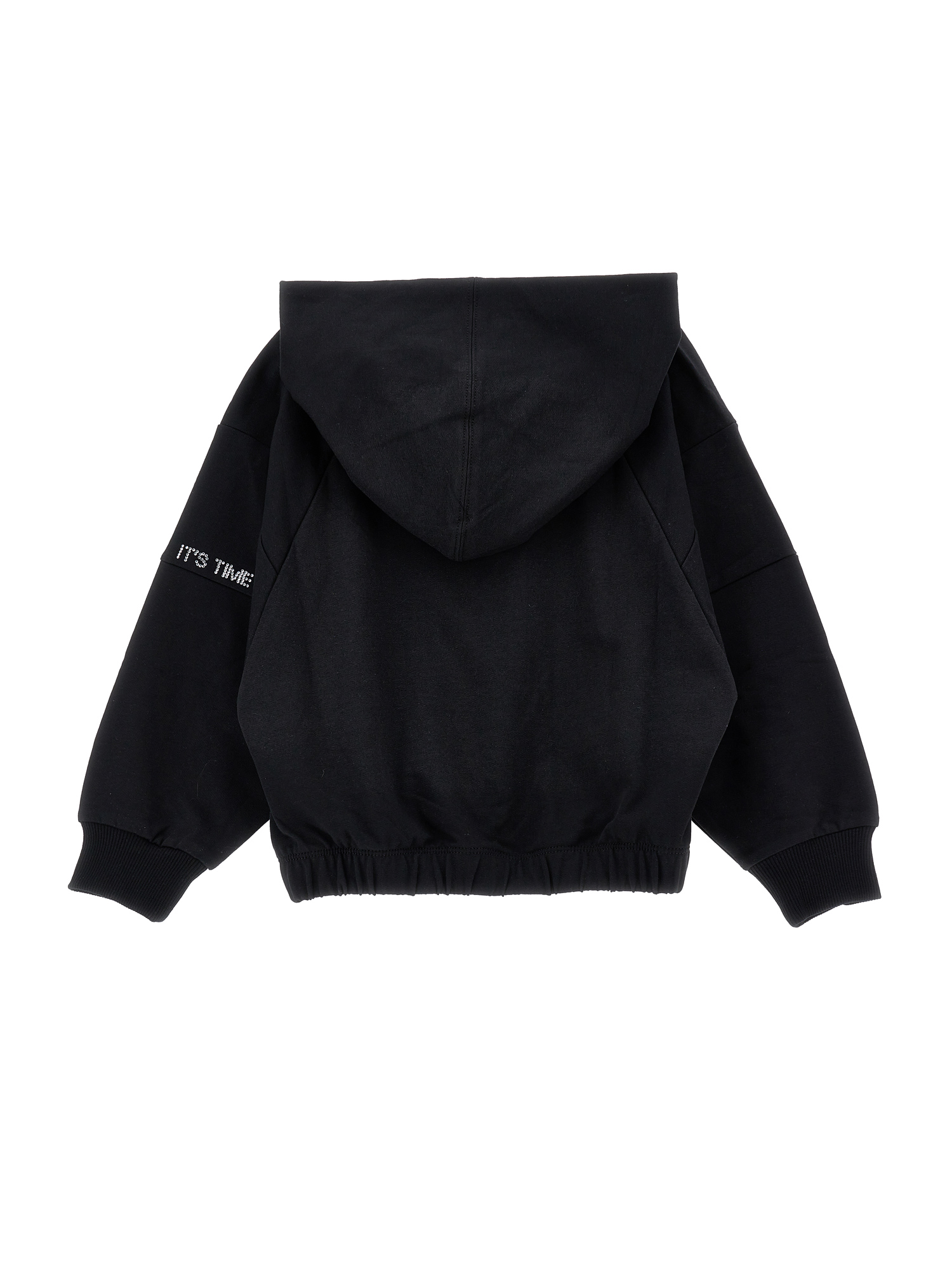 Shop Monnalisa Cotton Hoodie With Studs In Black