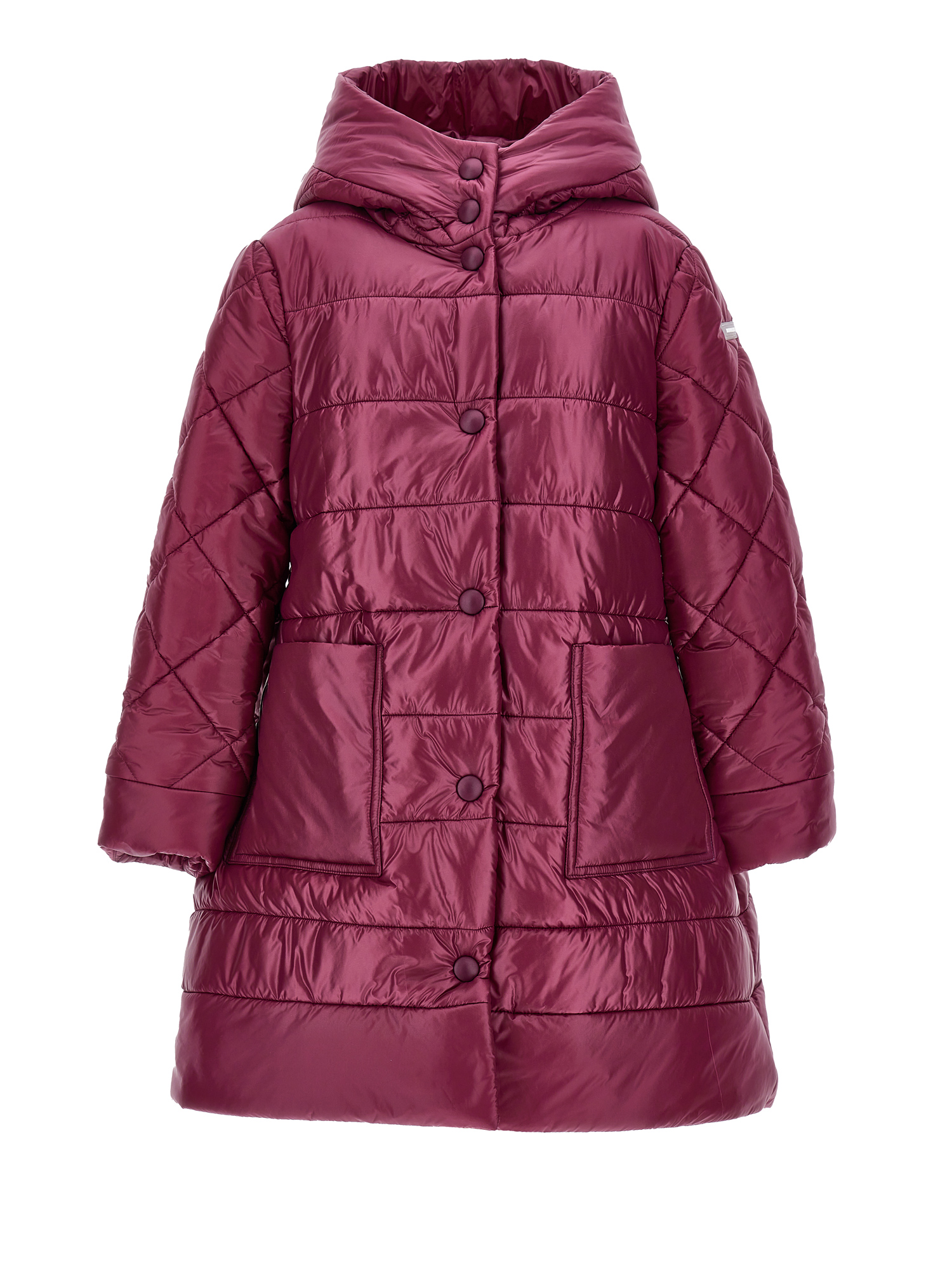 Monnalisa Quilted Technical Fabric Coat In Plum