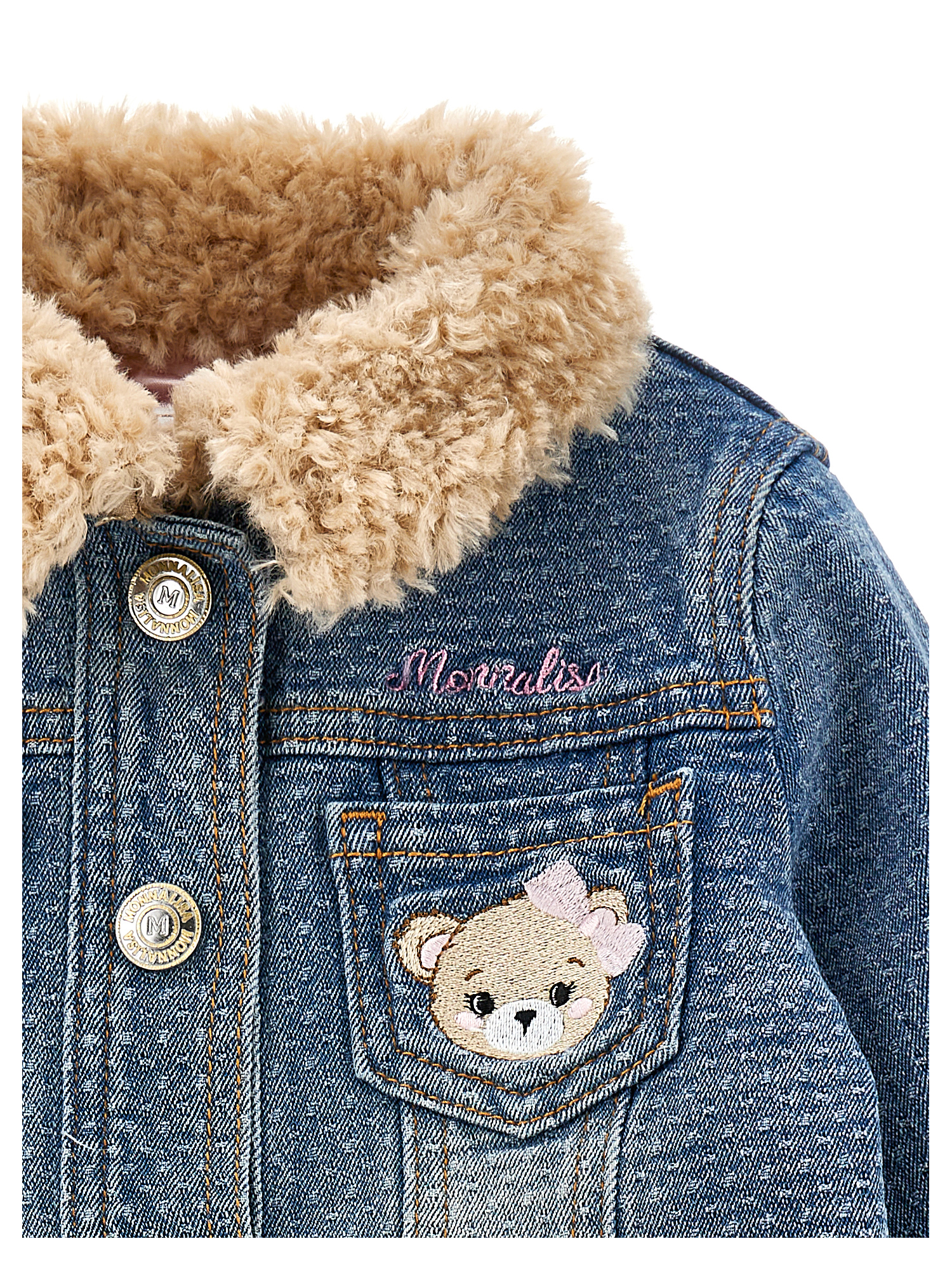 Shop Monnalisa Jacquard-jeansjacke In Blu Stone Denim