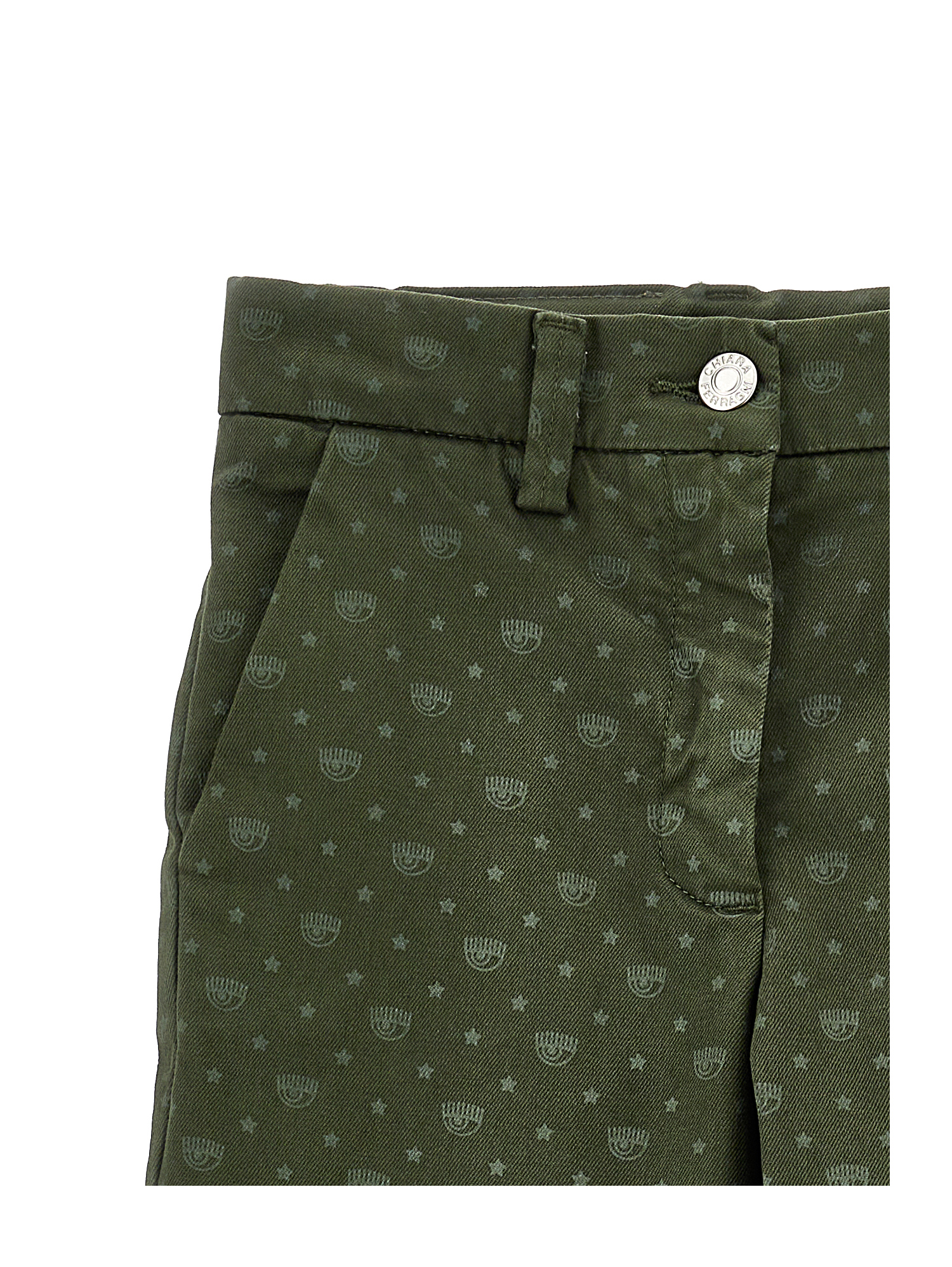 Shop Chiara Ferragni Embroidered Drill Trousers In Brindle