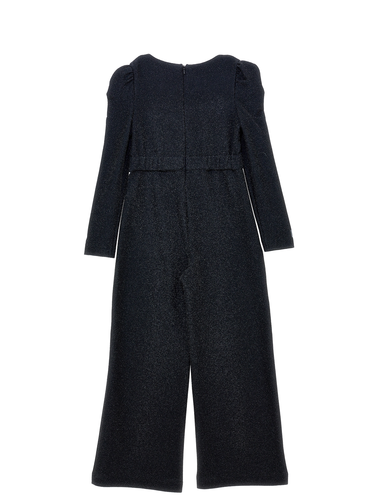 Monnalisa Logo-plaque Metallic-threading Jumpsuit In Black