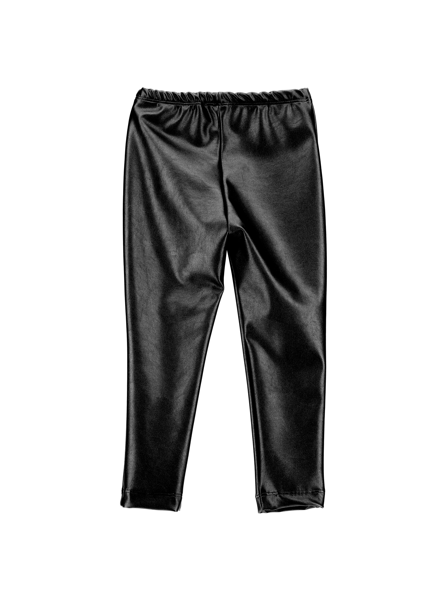 Monnalisa Coated Fabric Stretch Leggings In Black