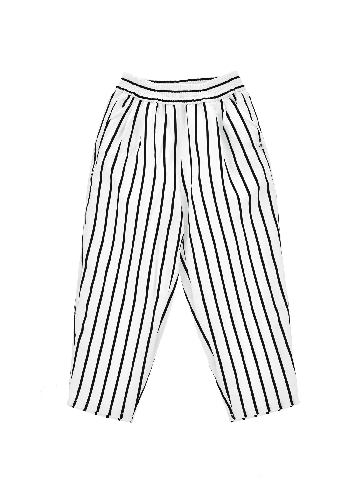 Monnalisa Kids'   Comfy Alternate Stripe Trousers In White + Black