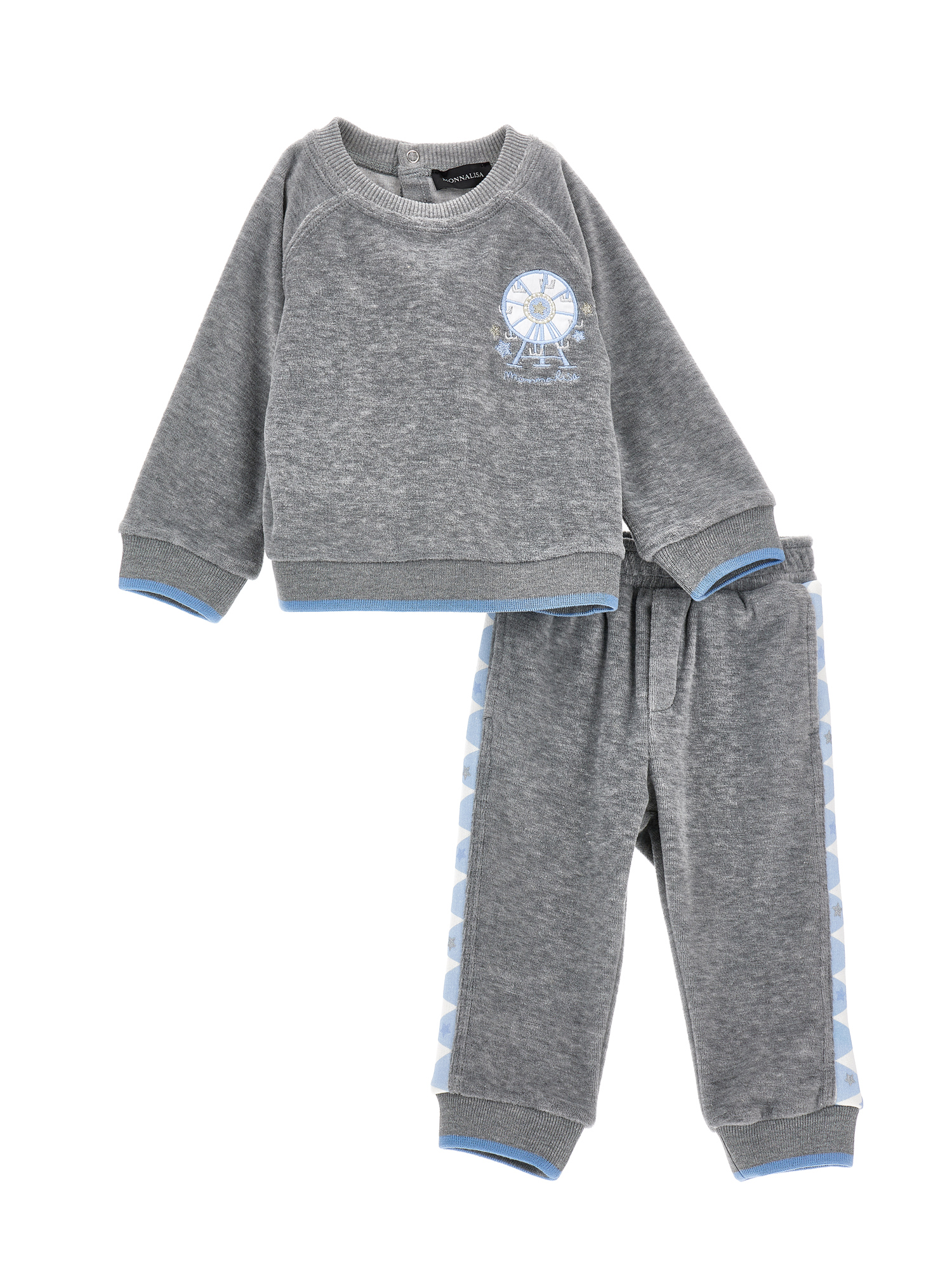 Monnalisa Two-piece Chenille Tracksuit In Grey