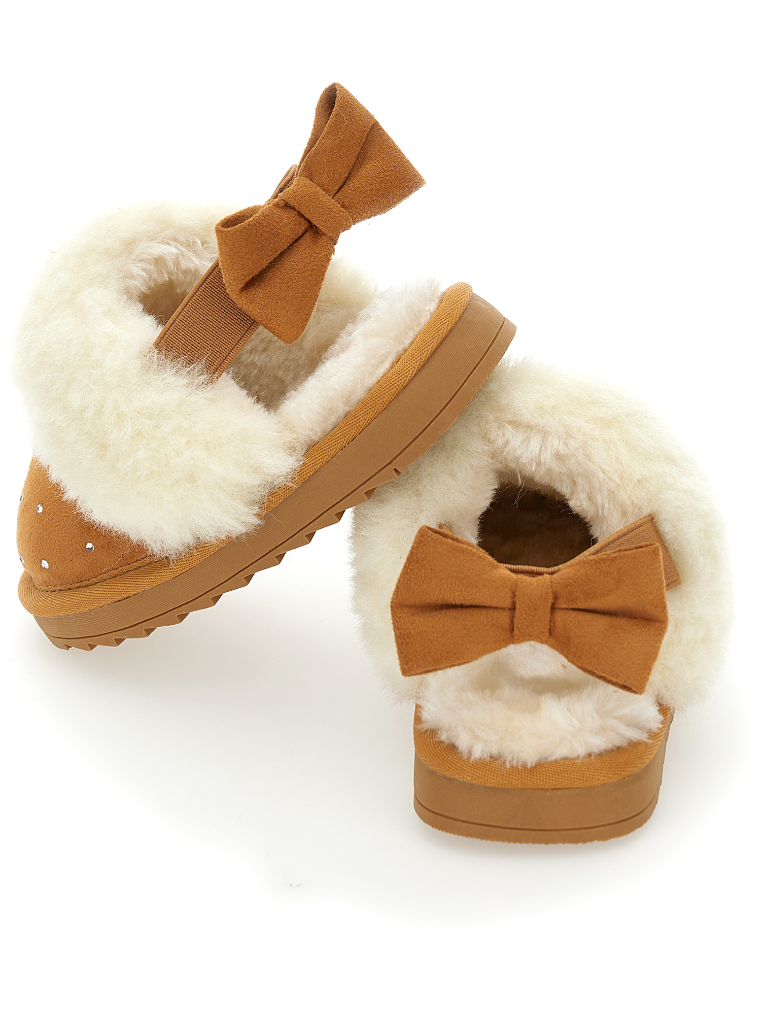 Shop Monnalisa Rhinestone Suede Sliders In Beige