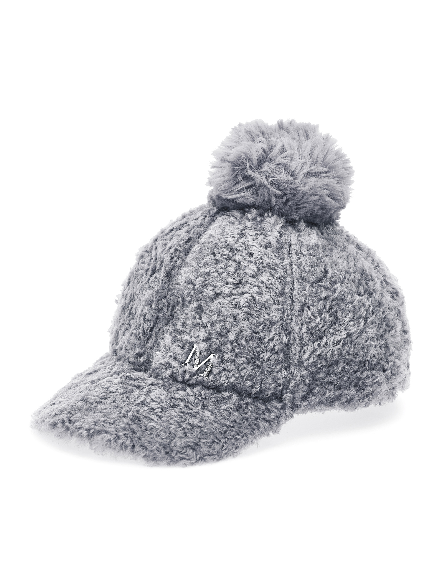Monnalisa Plush Baseball Cap In Grey