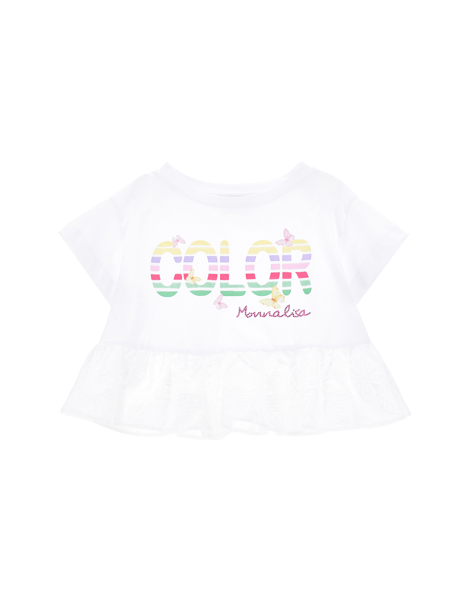 Monnalisa T-shirt con gala ricamata