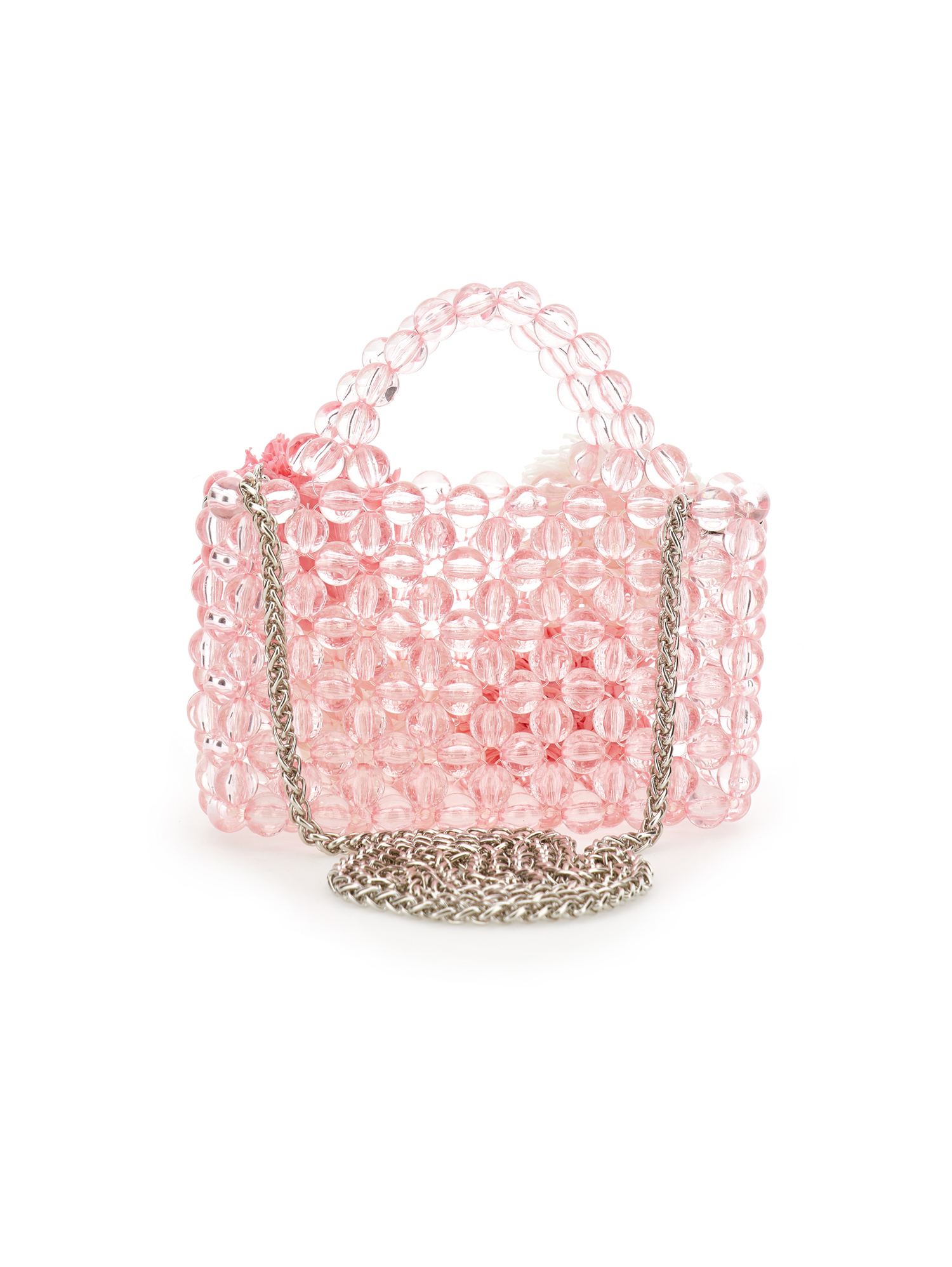 Shop Monnalisa Crochet Pom Pom Bag In Rosa Fairy Tale
