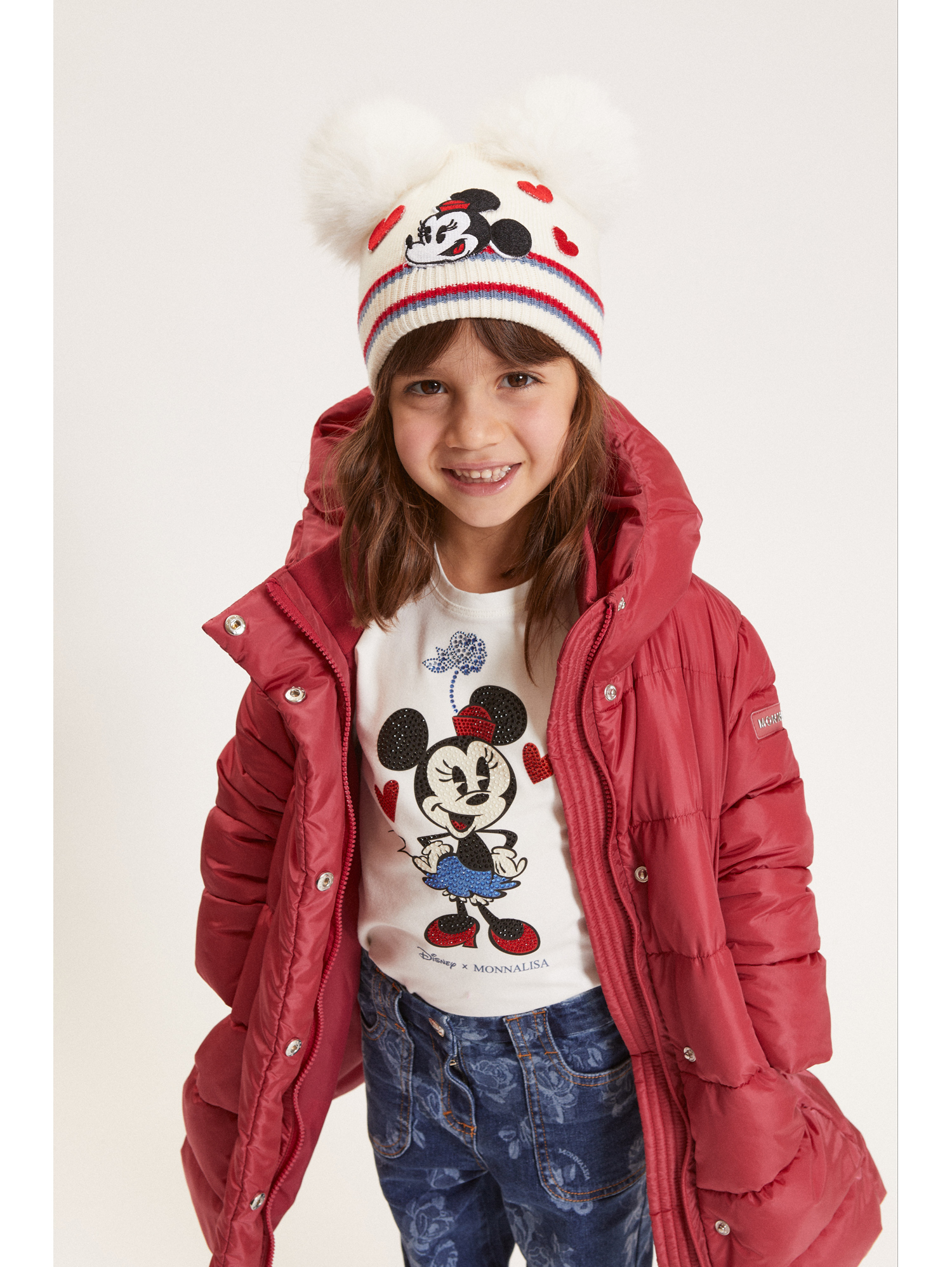 Monnalisa X Disney Minnie Mouse Graphic Long-sleeve Top In White