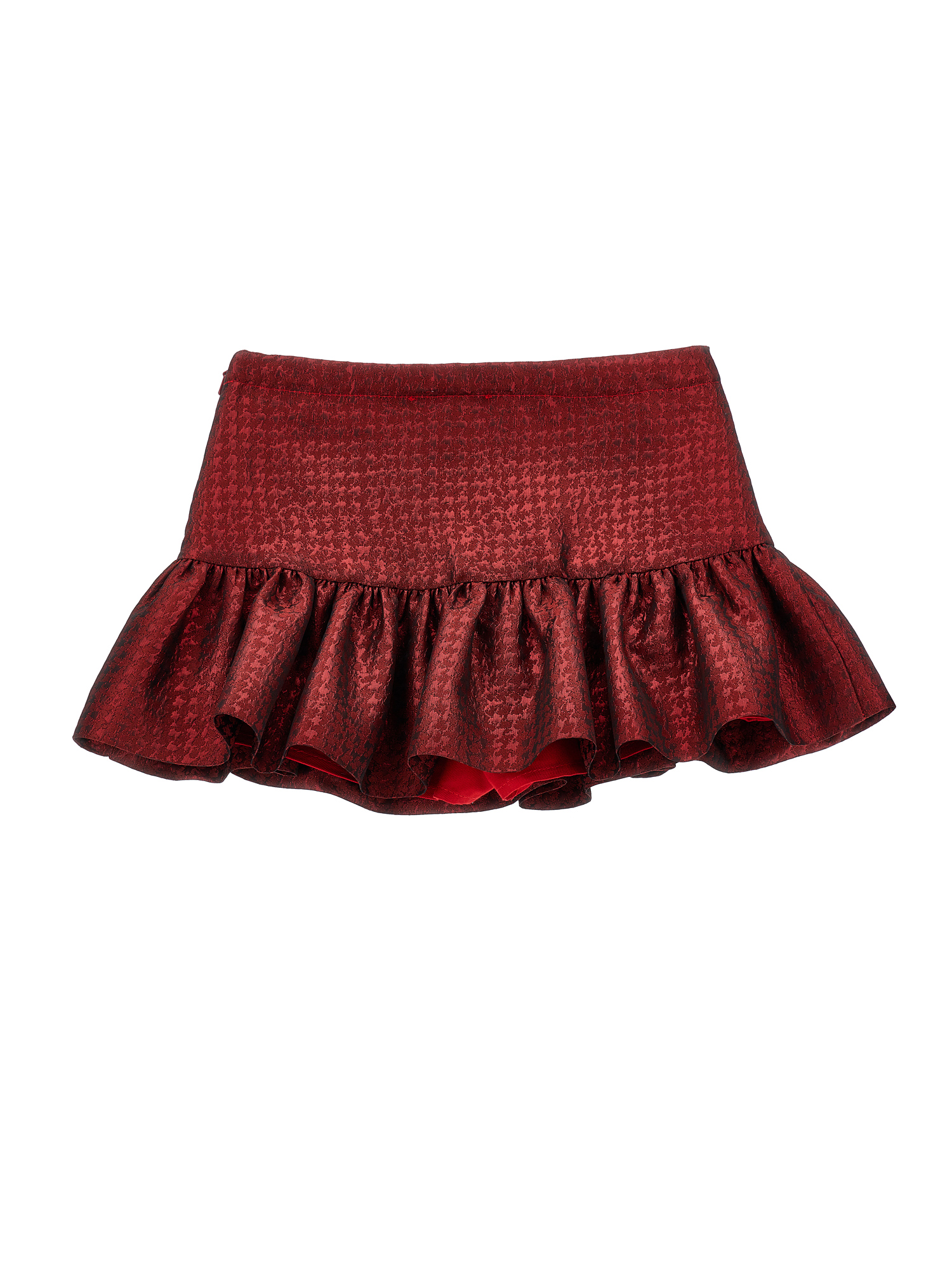 Monnalisa Houndstooth-pattern Mini Skirt In Ruby Red