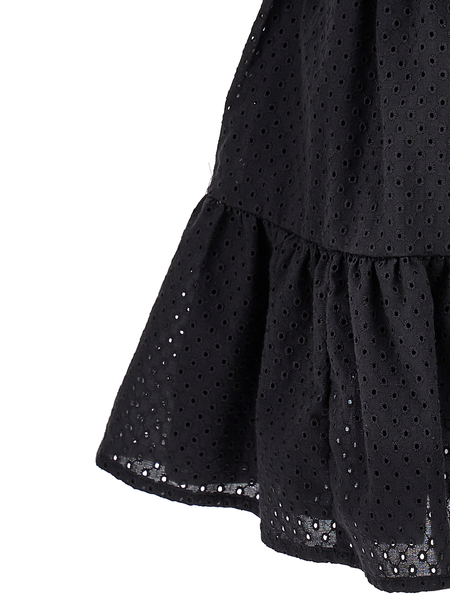 Shop Monnalisa Broderie Anglaise Dress With Woven Belt In Black
