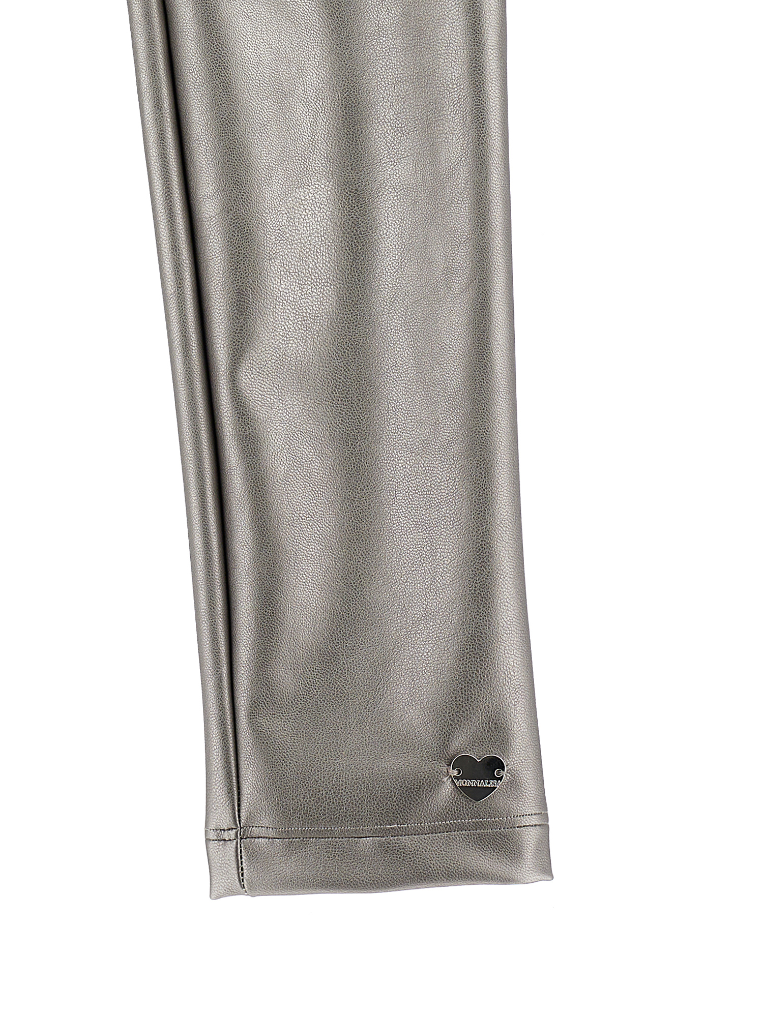 Monnalisa Coated Fabric Stretch Leggings In Gun-metal Grey