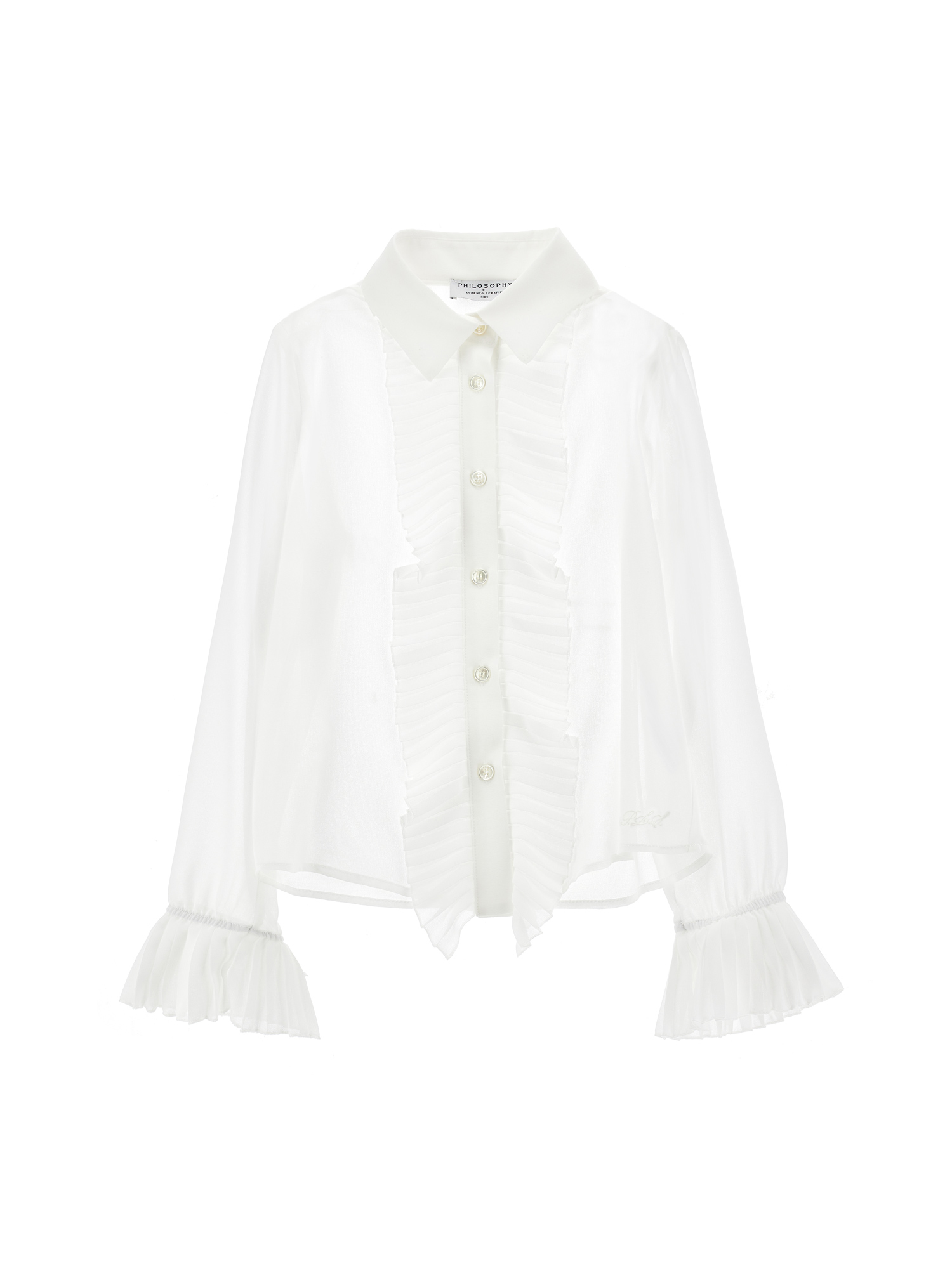 Philosophy Di Lorenzo Serafini Philosophy Kids  Chiffon Shirt With Pleated Details In Green
