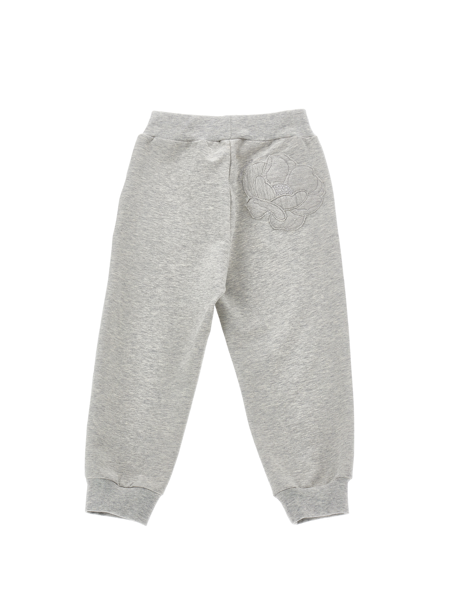 Shop Monnalisa Joggers With Anemone Embroidery In Grey