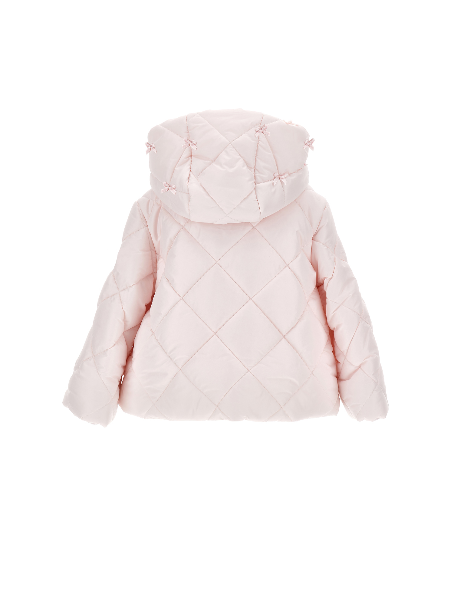 Monnalisa Padded Down Jacket With Bows In Pink