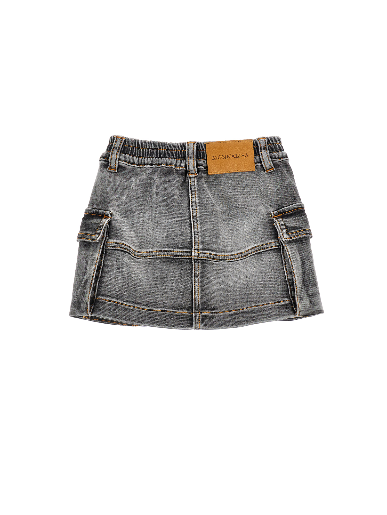 Monnalisa Denim Cargo Mini Skirt In Black