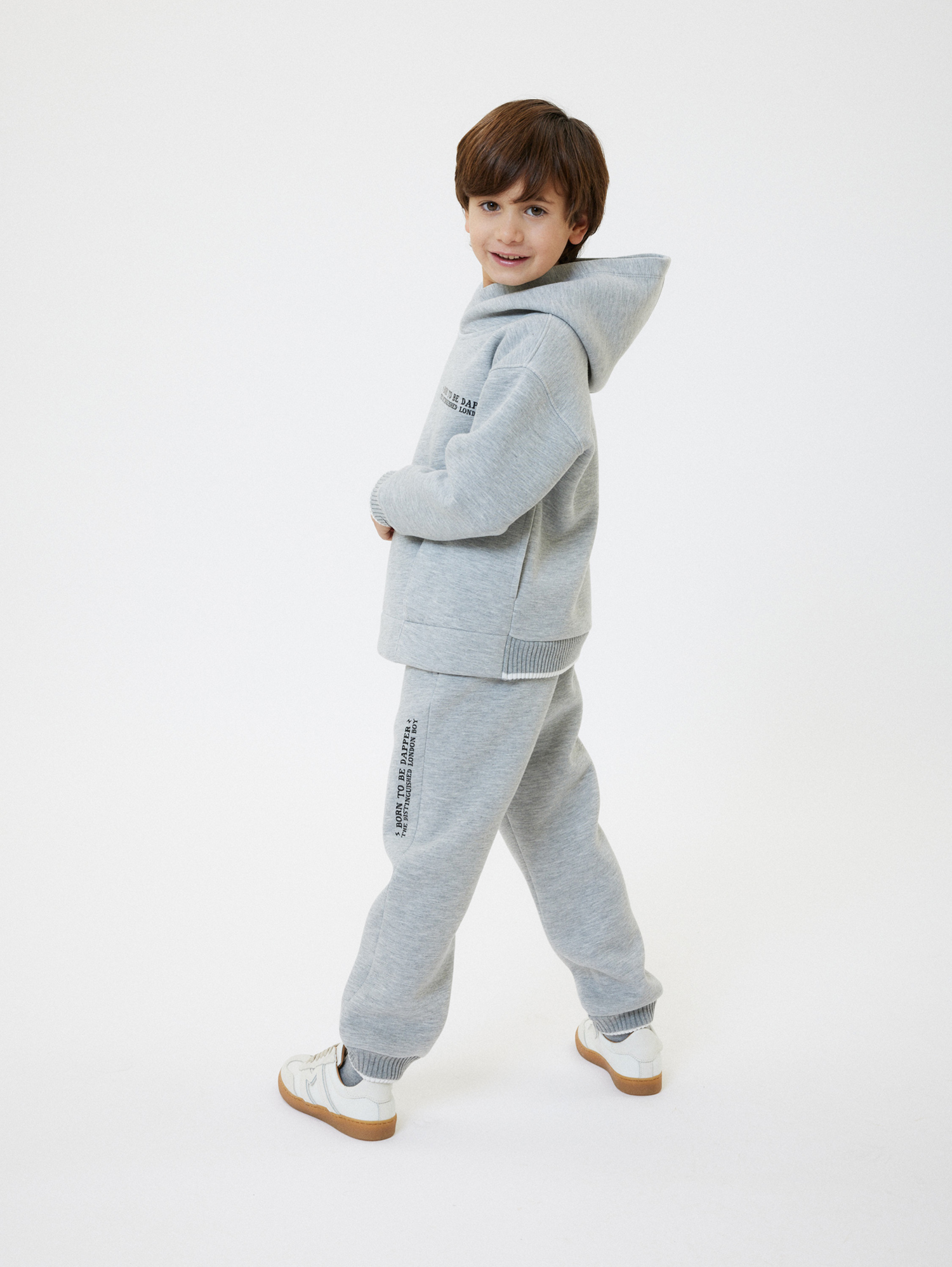 Monnalisa Fleece Joggers In Grey + Cream