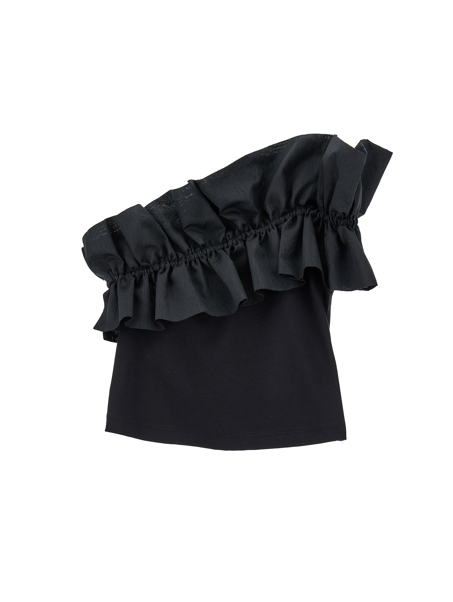 Monnalisa Kids' One-shoulder Top In Black