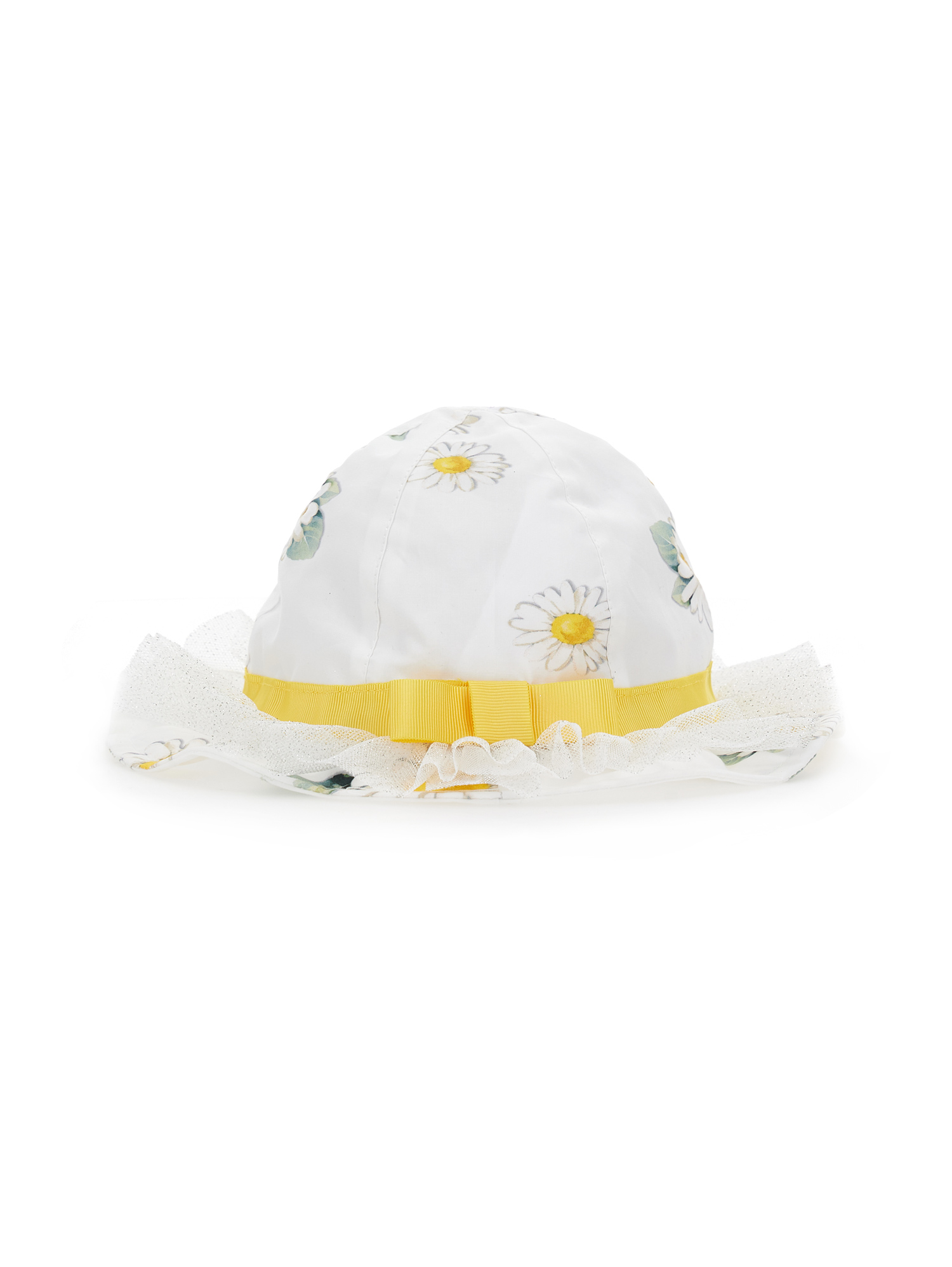 Monnalisa Daisy Print Canvas Hat In White