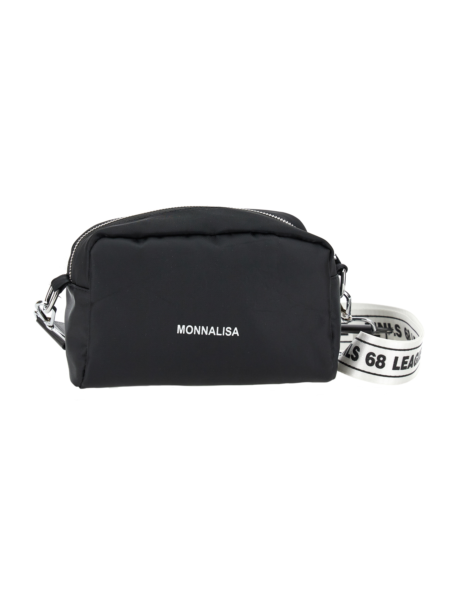 Monnalisa Technical Fabric Shoulder Bag In Black