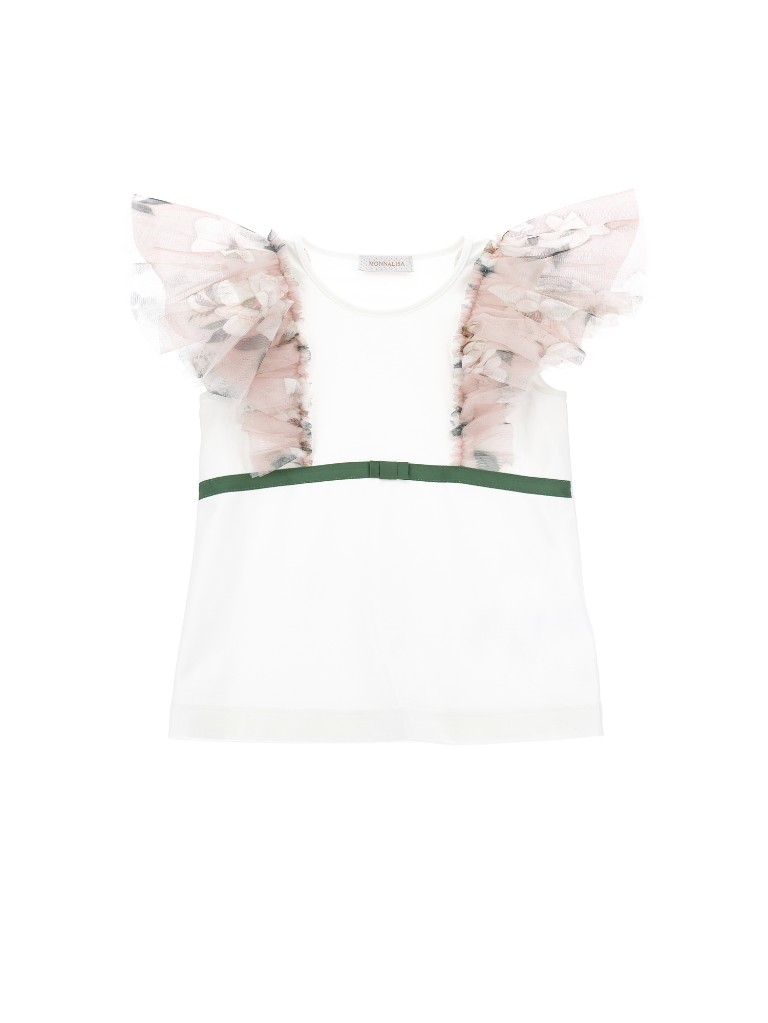 Monnalisa T-shirt jersey con galette a fiori