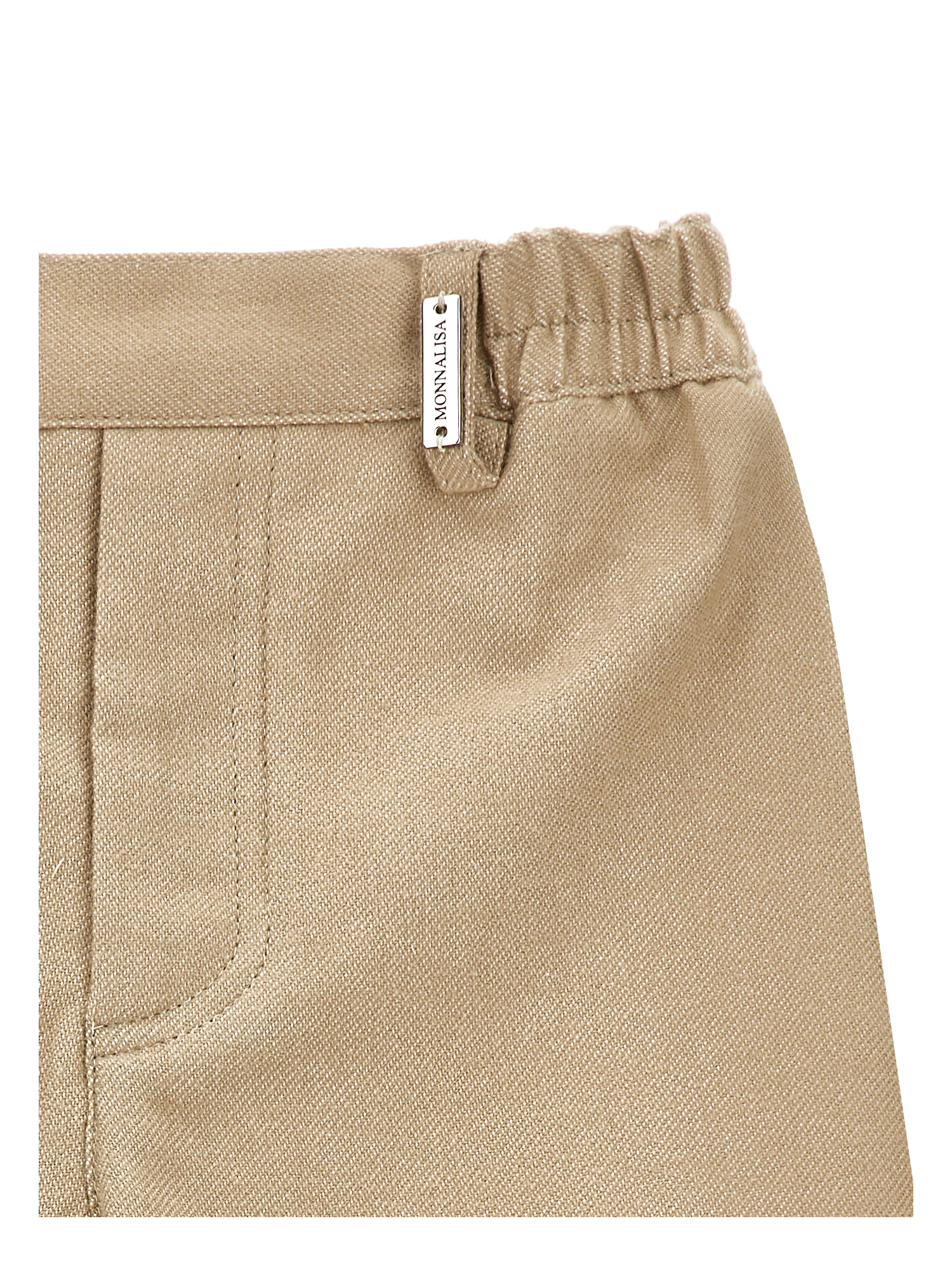 Monnalisa Elastic Waist Trousers In Neutral