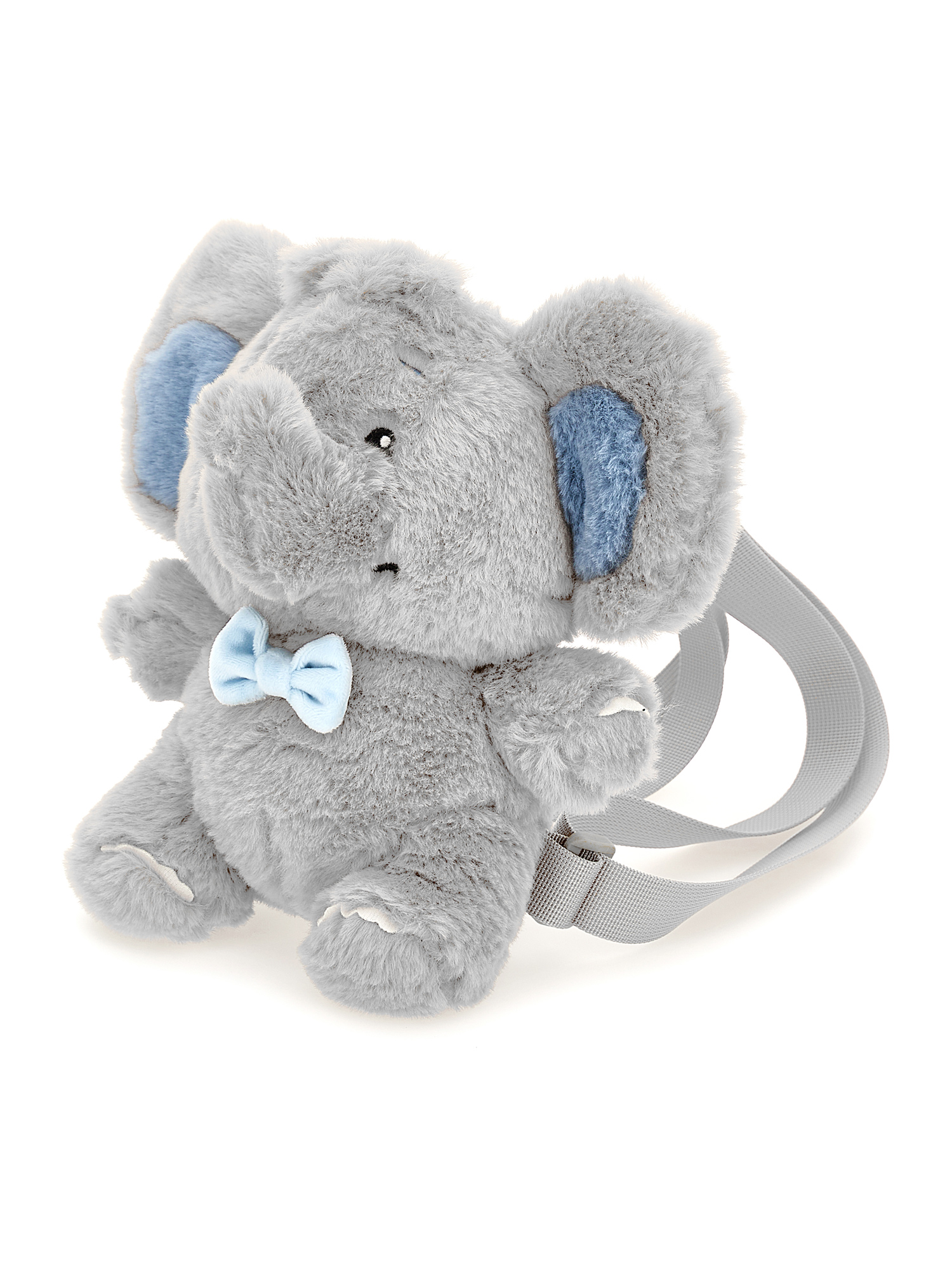 Monnalisa Plush Elephant Backpack In Grey