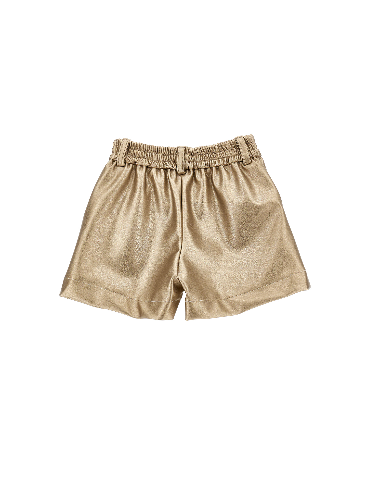 Shop Monnalisa Coated Fabric Shorts In Gold