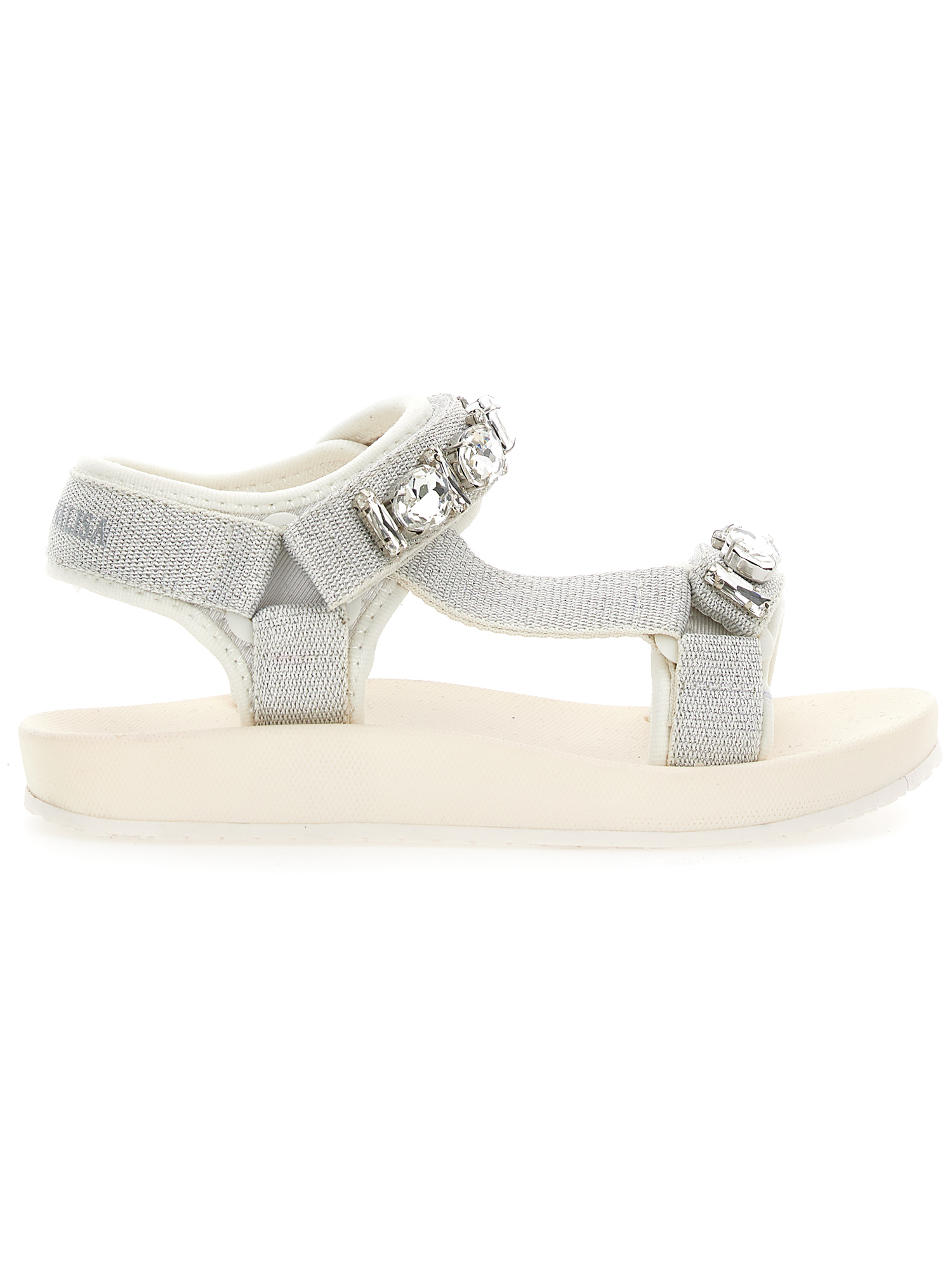 Monnalisa Hi-tech Sandals With Rhinestones In White