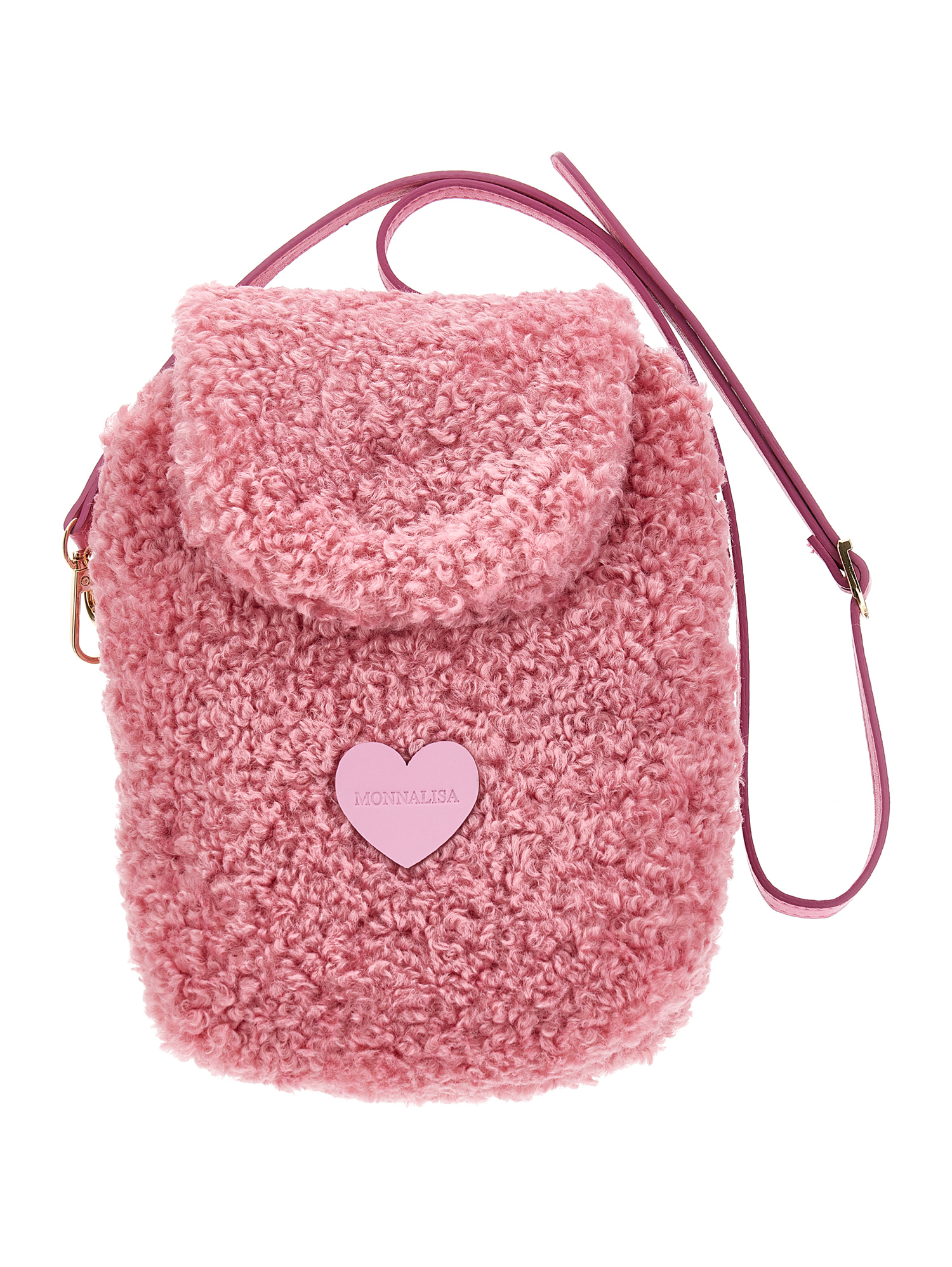 Monnalisa Plush Shoulder Bag In Fuchsia