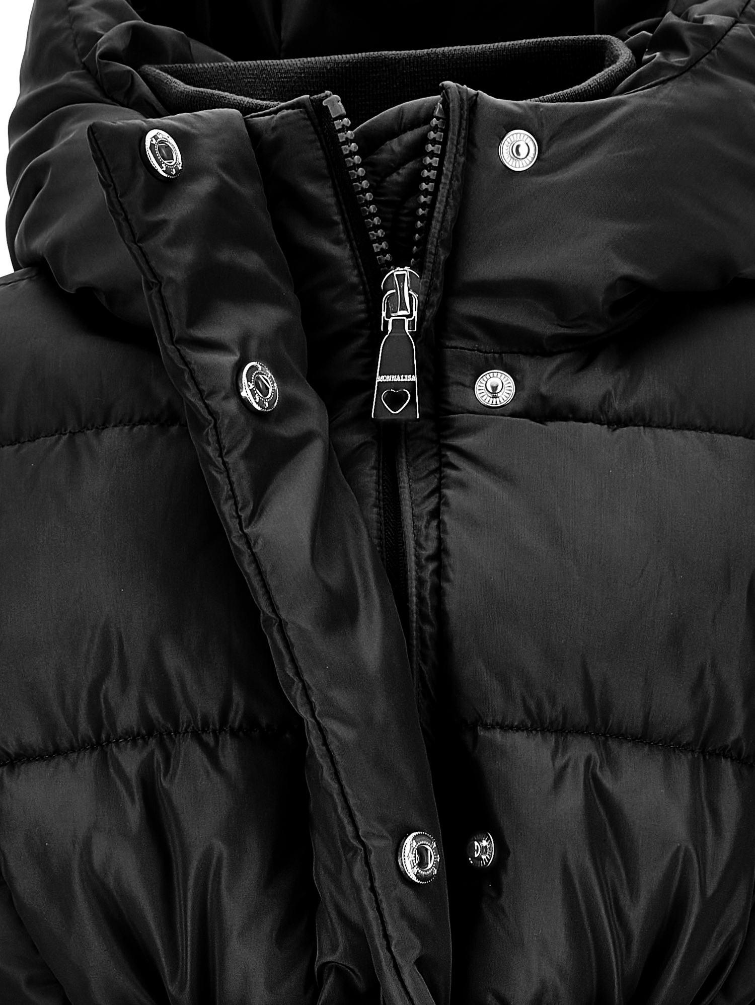 Monnalisa Belted Puffer Coat In Black