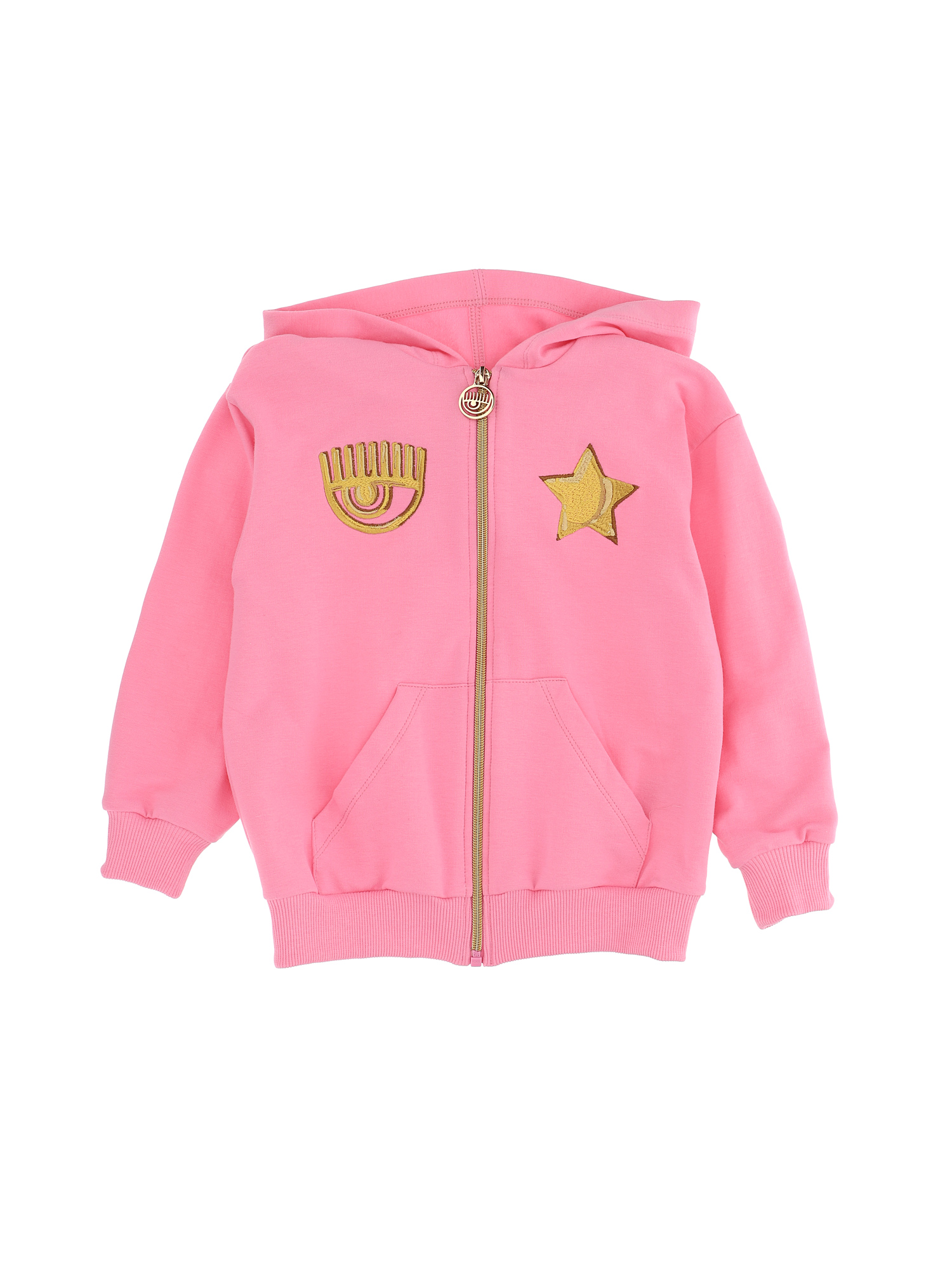 Chiara Ferragni Kids'   Eyestar Gold Hoodie In Sachet Pink