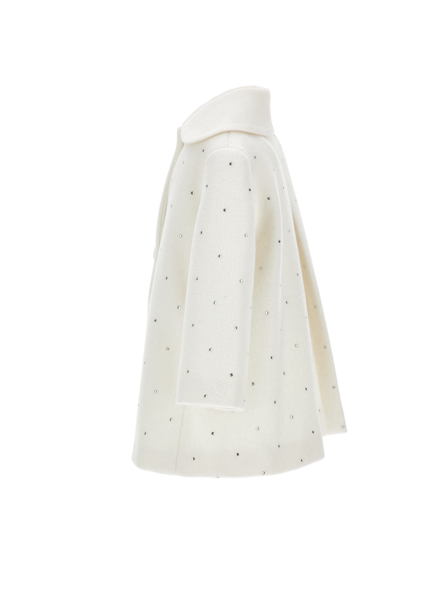 Monnalisa Cloth Coat With Rhinestones In Cream