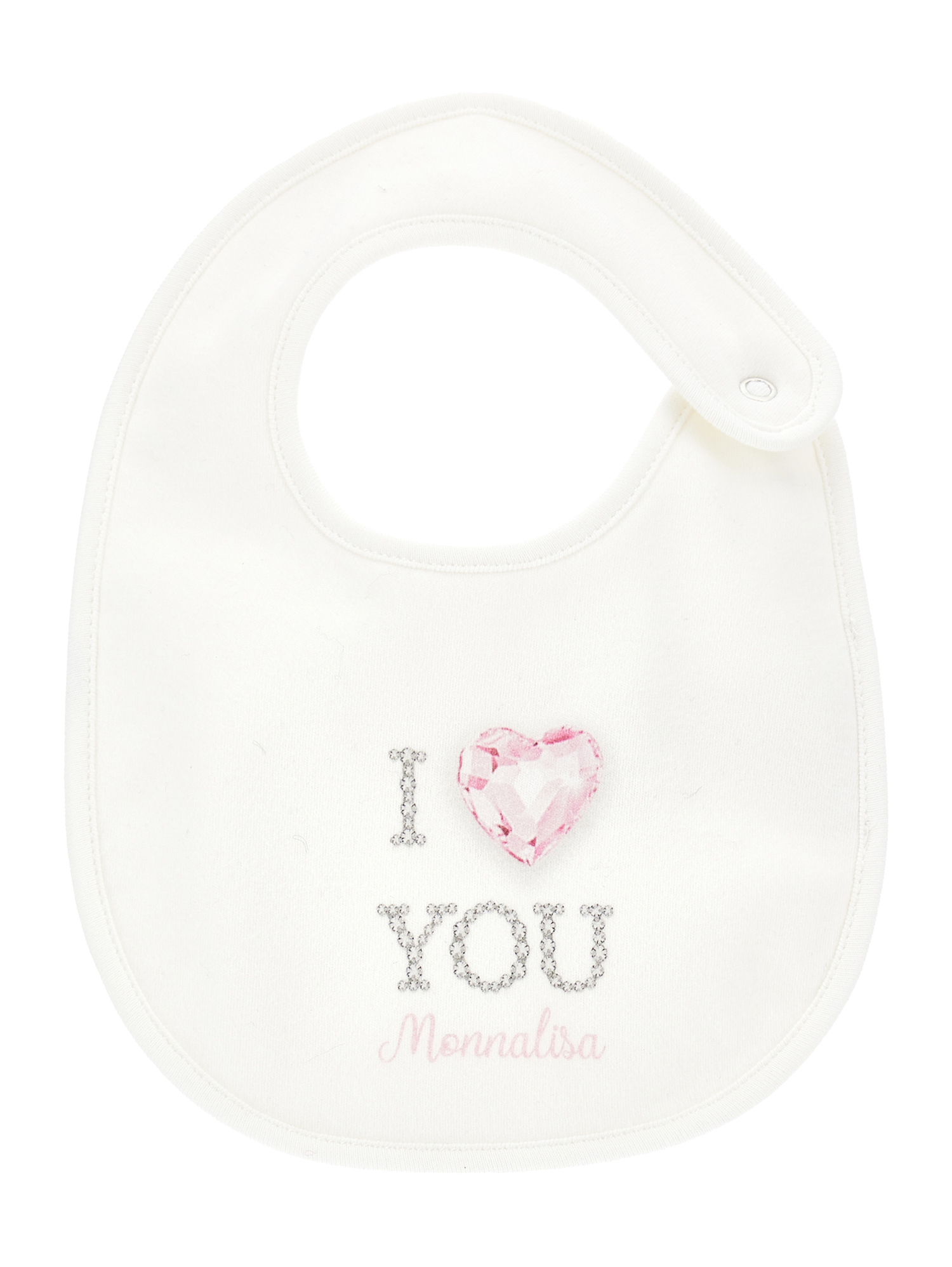 Monnalisa Babies'   I Love You Cotton Bib In Cream